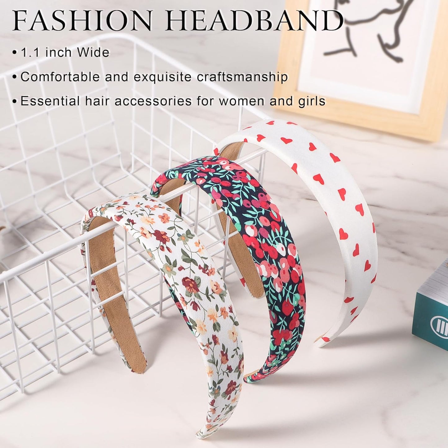 Headbands for Women - 1 Inches Wide Headbands - Solid Color Headband Fashion Hair Accessories- Trendy Women Girls Non Slip Fashion Hair Bands- Thick Elastic Hair Bands for Women's Hair 6PCS