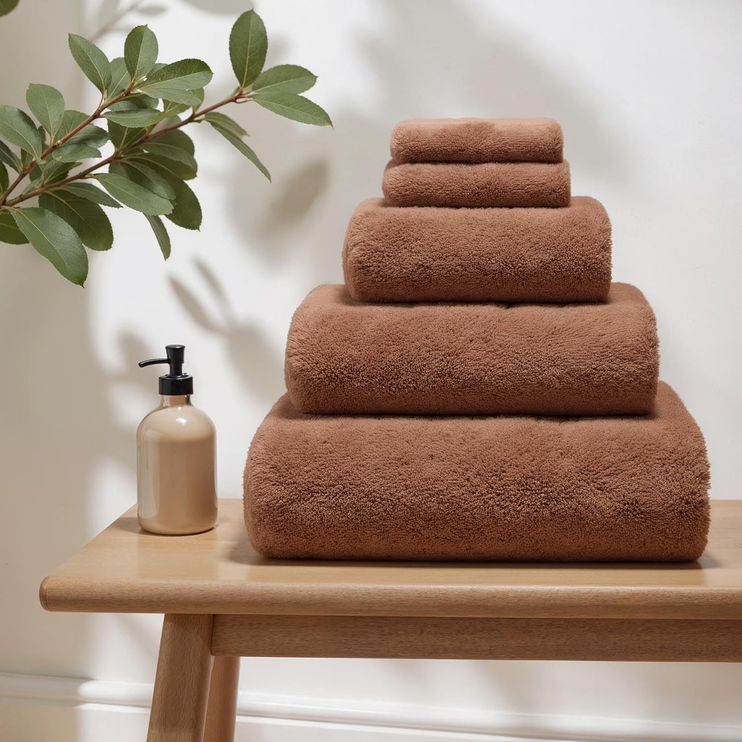 IItalic Ultraplush Australian Cotton Towels Standard 6 Piece Set, 2 Bath, 2 Hand, 2 Washcloths, 800GSM Lightweight, Highly Absorbent & Quick Drying Soft Resort Grade Towels (Clay)