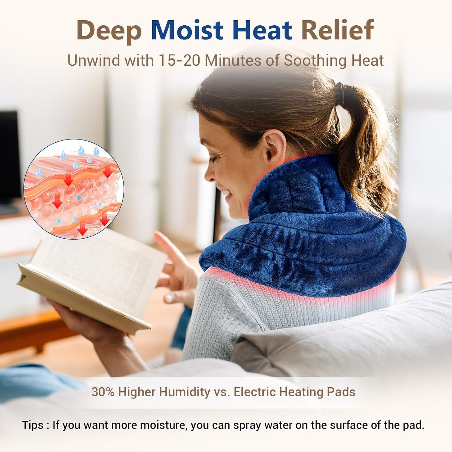 Comfytemp Neck Shoulder Heating Pad Microwavable for Pain Relief, 2.8lb Weighted Heated Neck Wrap Warmer, Microwave Moist Heating Pads, Warm Compress, Get Well Relaxation for Women Men Seniors