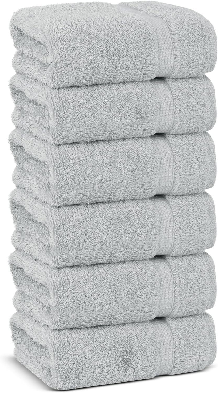 Chakir Turkish Linens | Hotel & Spa Quality 100% Cotton Premium Turkish Towels | Soft & Absorbent (6-Piece Hand Towels, Silver Gray)