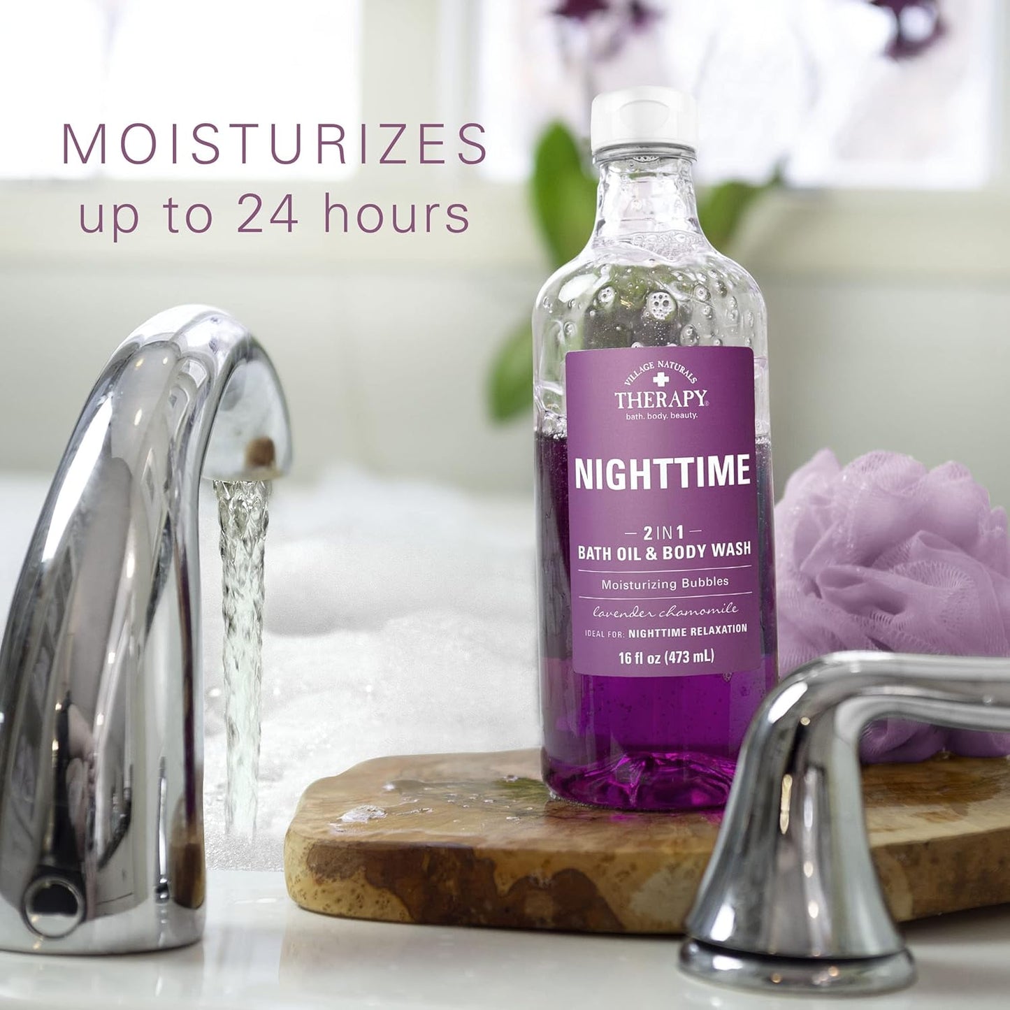 Village Naturals Therapy, Foaming Bath Oil and Body Wash, Nighttime Relief, 16 oz, Pack of 2