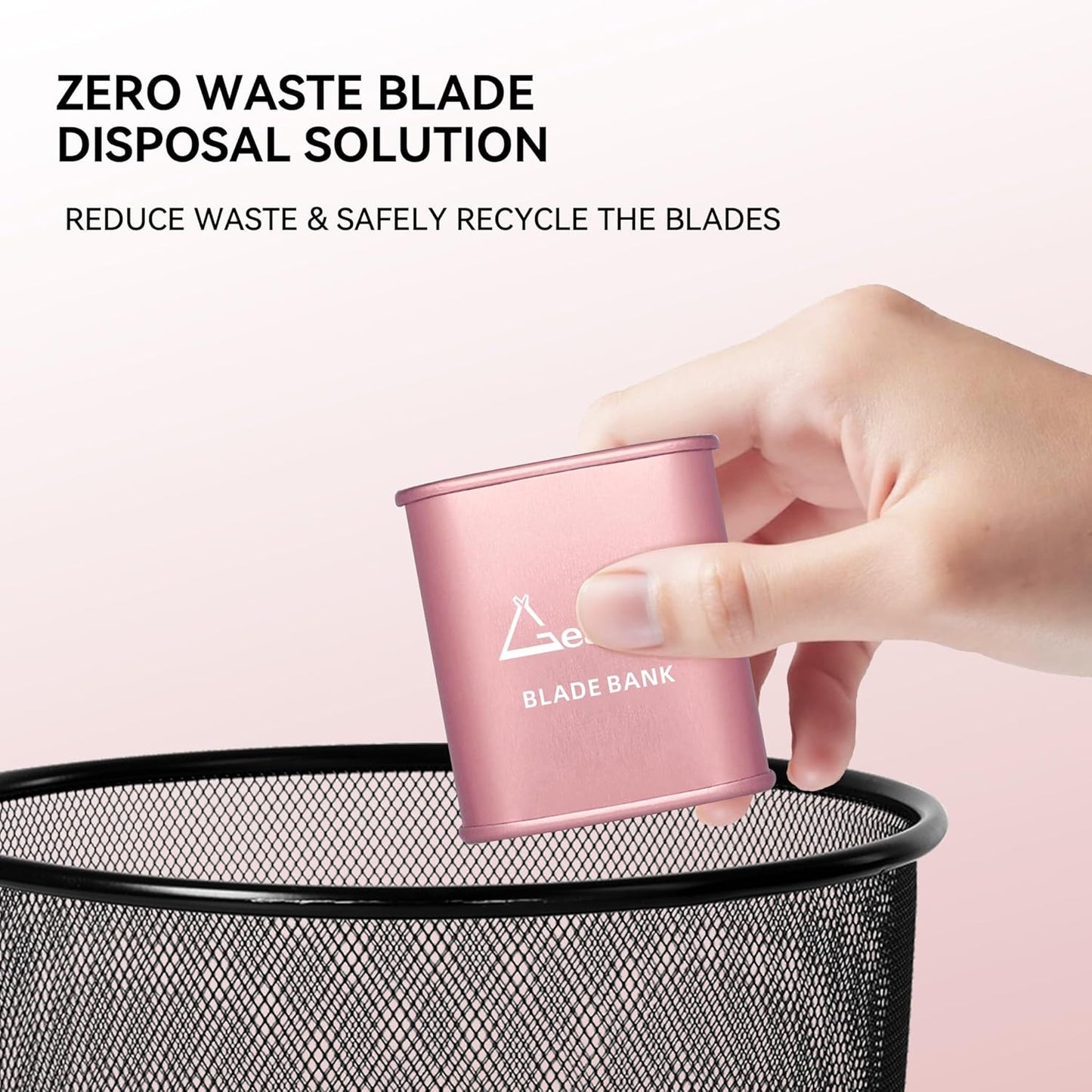 Gearhub Blade Bank Safely Store Used Safety Razor Blades Large Capacity Disposal for Barber Shops & Personal Use Sealed Design Holds 300+ Blades Matte Pink