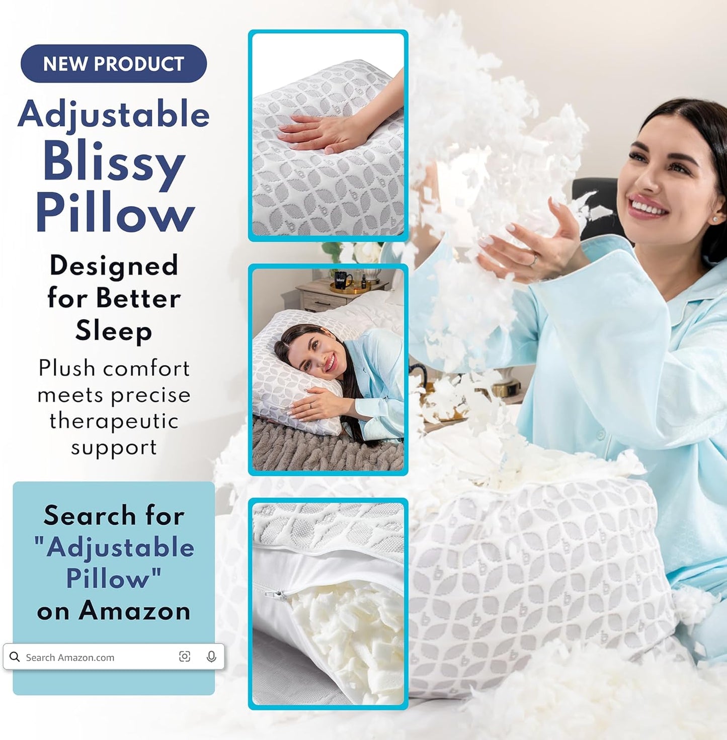 Blissy Silk Pillowcase - 100% Pure Mulberry Silk - 22 Momme 6A High-Grade Fibers - Silk Pillow Cover for Hair & Skin - Regular, Queen & King (Blissy White, Standard)