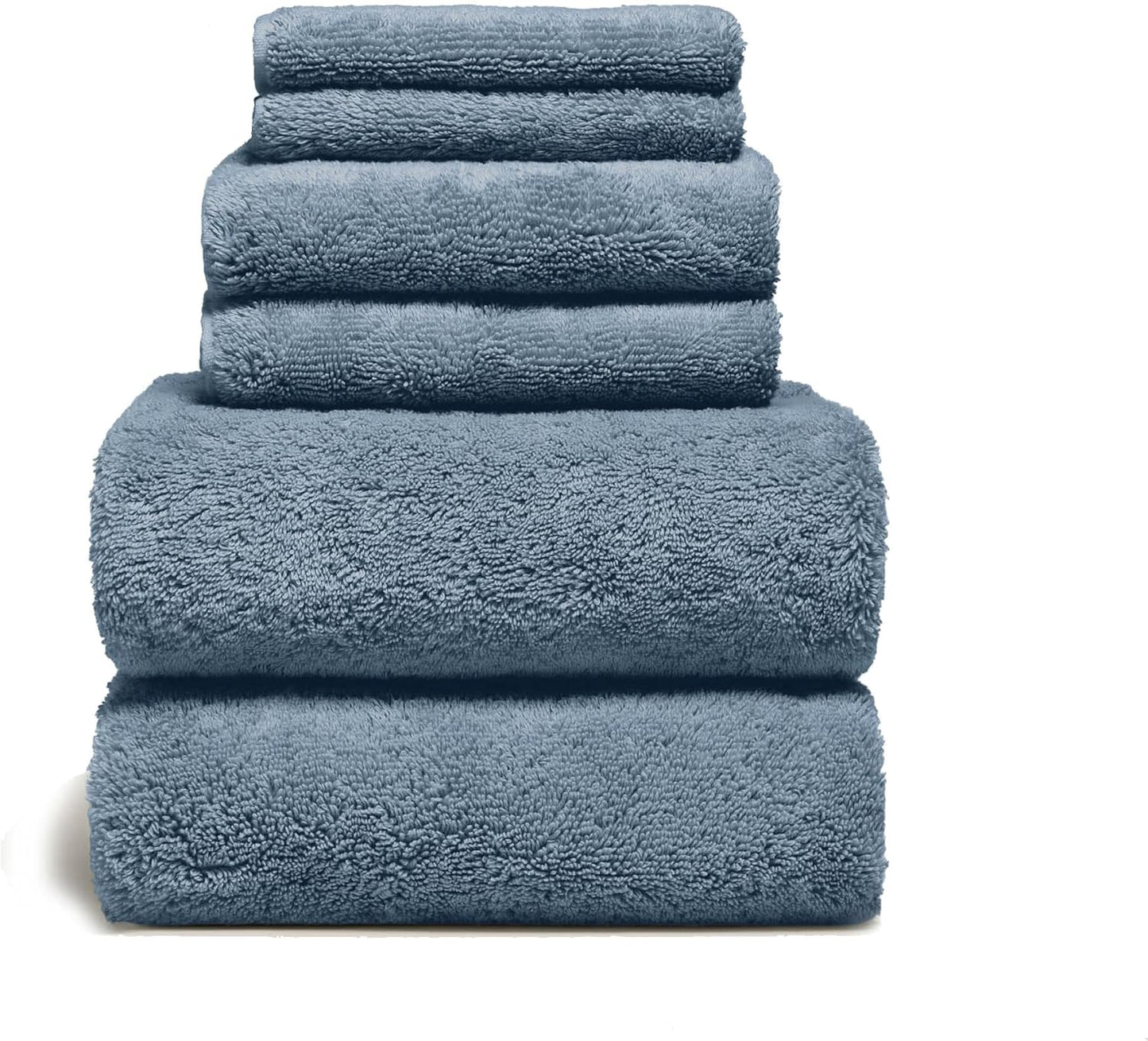 Italic Ultraplush 100% Australian Cotton Towels Standard 6 Piece Set, 2 Bath, 2 Hand, 2 Washcloths, 800GSM Lightweight, Highly Absorbent Quick Dry Soft Resort Grade Towels (Glacier)