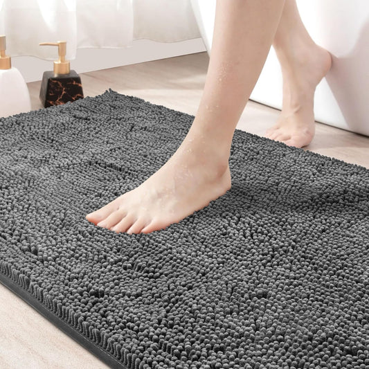 Amyracel Bathroom Rug Mat 24x72, Thick Soft Quick Dry Absorbent Chenille Bath Rug, Rubber Back Non Slip Machine Washable Bath Mat for Bathroom Shower Tub Floor