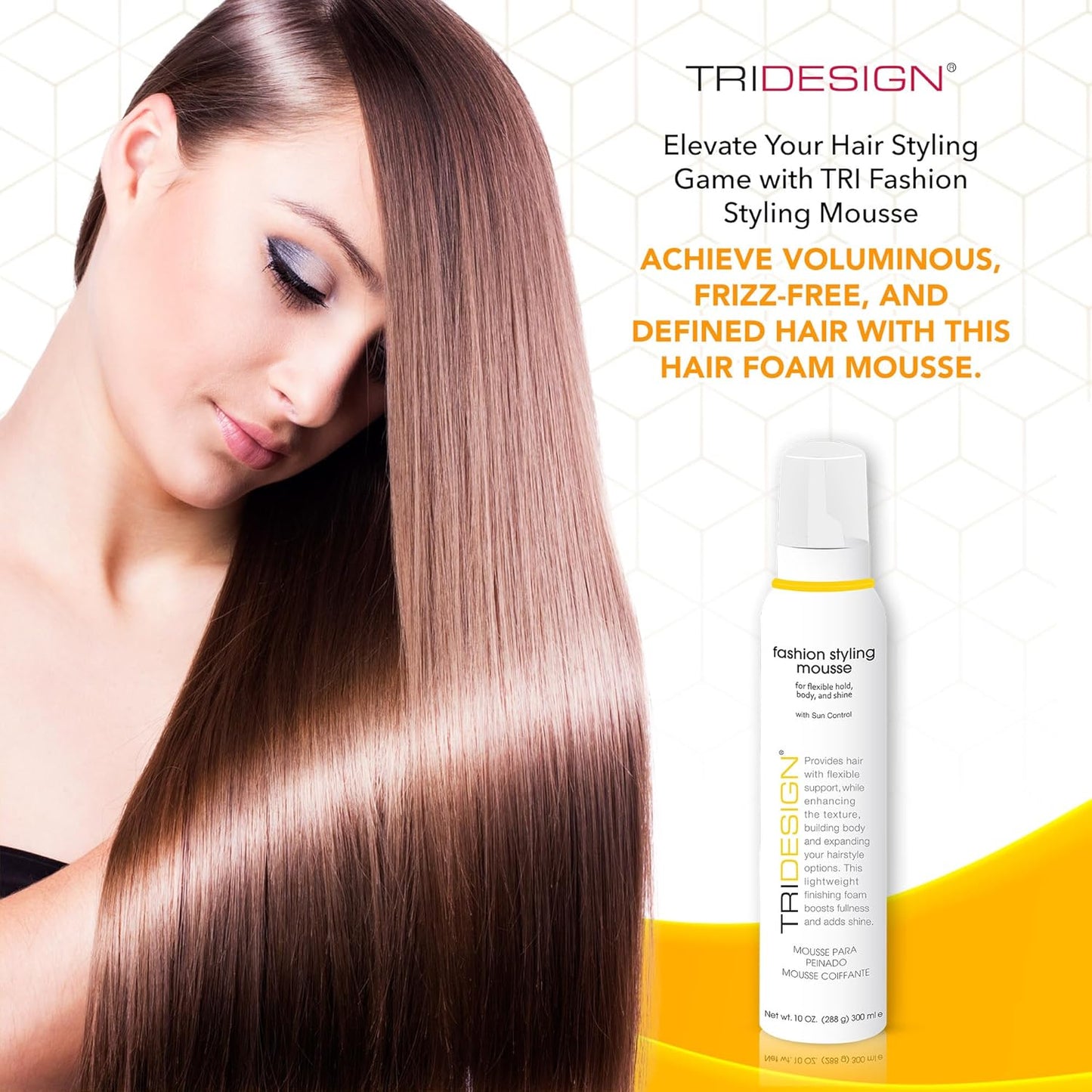 TRI Fashion Styling Mousse - Wavy Hair Volumizer & Curl Tamer with Frizz Control, Shine & Styling Options for Women, Hair Foam - 10 Ounce