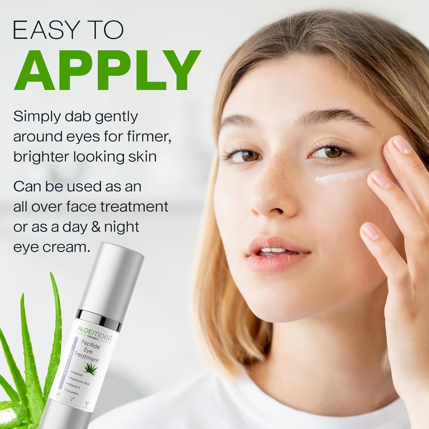 Peptide Eye Cream Anti Aging, Hydrating Under Eye Cream For Women & Men Dry, Sensitive or Mature Skin Repair, Daily Day & Night Treatment for Fine Lines, Wrinkles, Dark Circles, Bags, Puffiness 0.5 Oz