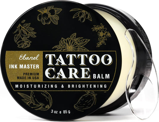 Ebanel Tattoo Balm 3oz, Premium Tattoo Aftercare Cream Brightener Ink Color Enhancing Butter Moisturizer with Herbal Essences and Essential Oils, All-Stage Tattoos Ointment After Care Kit Supplies