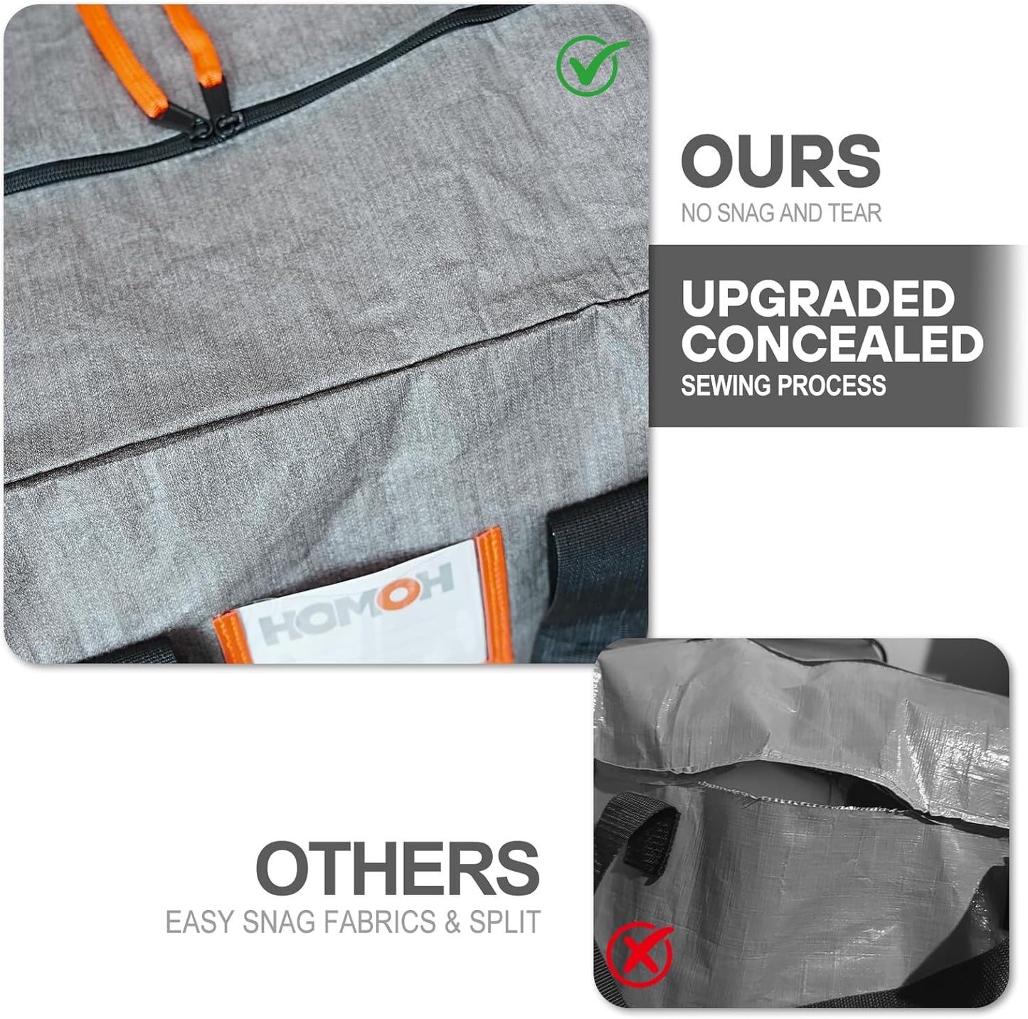 2 Pack Moving Bags, Heavy Duty Storage Bags with Zipper, Extra Large Packing Bags with Internal Compression Straps, Wrap Around Handles, Alternative to Moving Boxes, Grey and Black