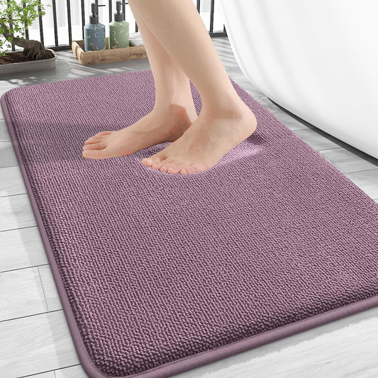 OLANLY Thick Memory Foam Bath Mat Rug 30x20, Extra Soft Absorbent Bathroom Rug, Quick Dry Bath Mats, Non-Slip, Machine Washable Carpet for Bathroom, Tub and Shower, Home Decor Accessories, Deep Plum