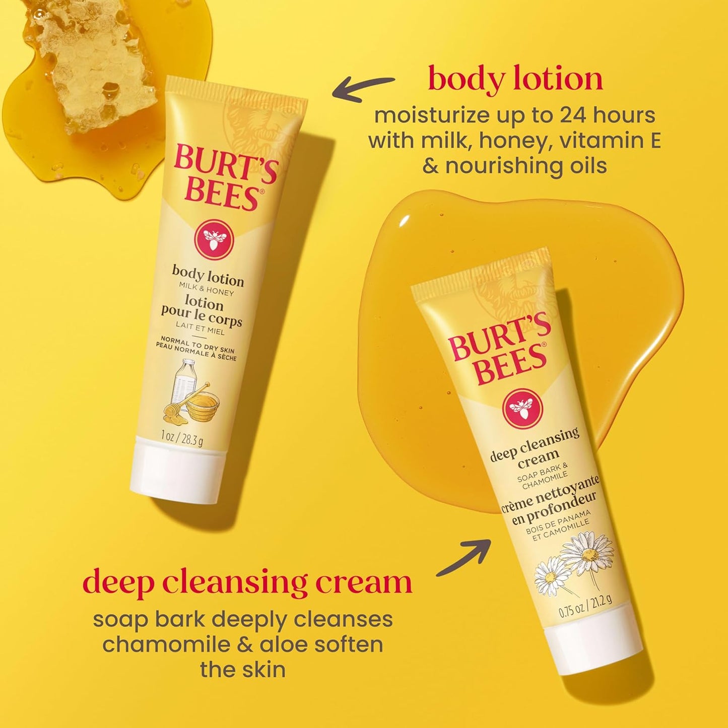 Burt's Bees Back to School Gift Ideas - Essentials Everyday Set, 5 Travel Size Products - Deep Cleansing Cream, Hand Salve, Body Lotion, Foot Cream and Original Lip Balm