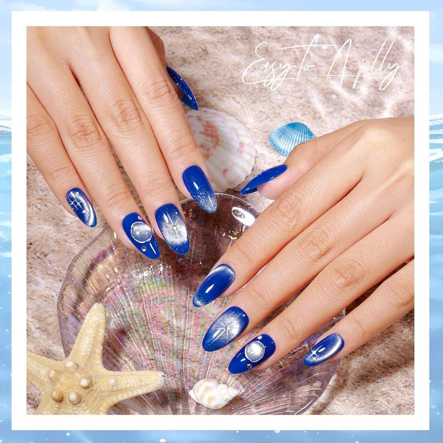 Gellen Blue Gel Nail Polish Set - 6 Colors Dark Blue Royal Light Baby Navy Glitter UV Gel Polish No Wipe Soak Off for Summer Winter Nail Art Design - Gifts for Girls Women