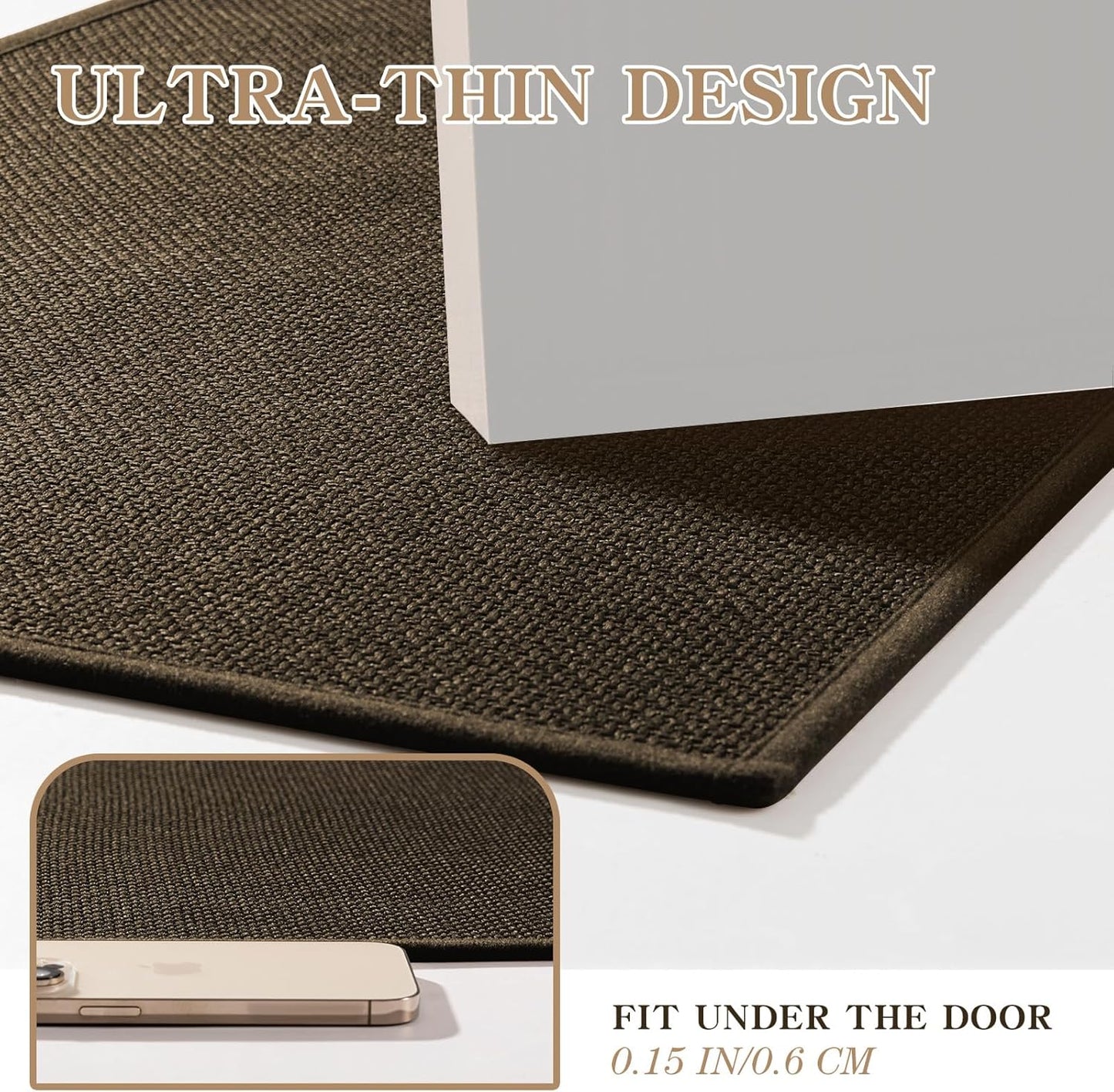 chakme Bathroom Rugs Mat 59x24, Ultra Thin Non Slip Bath Mat Large Quick Dry Absorbent Bath Mat for Bathroom Floor, (Brown, 59"x24")