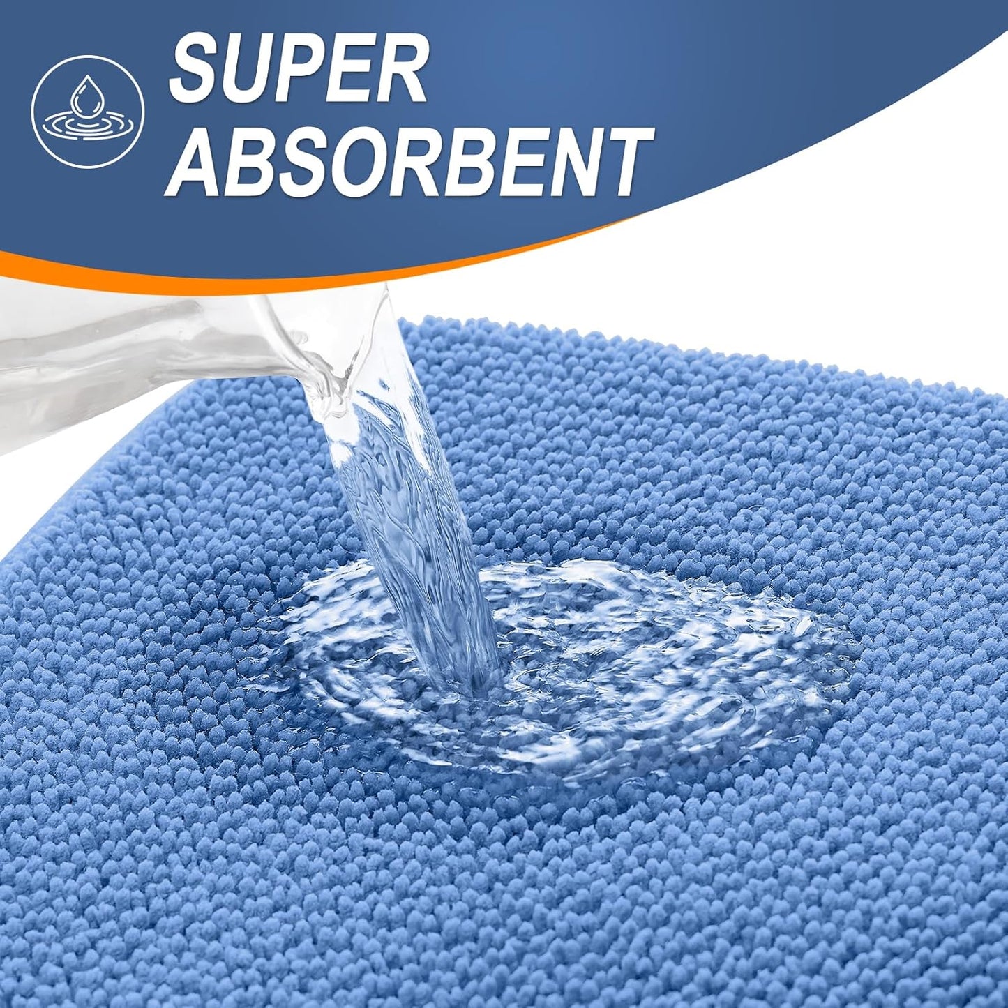 OLANLY Thick Memory Foam Bath Mat Rug 24x16, Extra Soft Absorbent Bathroom Rug, Quick Dry Bath Mat, Non-Slip, Machine Washable Carpet for Floor, Tub and Shower, Home Decor Accessories, Cornflower Blue