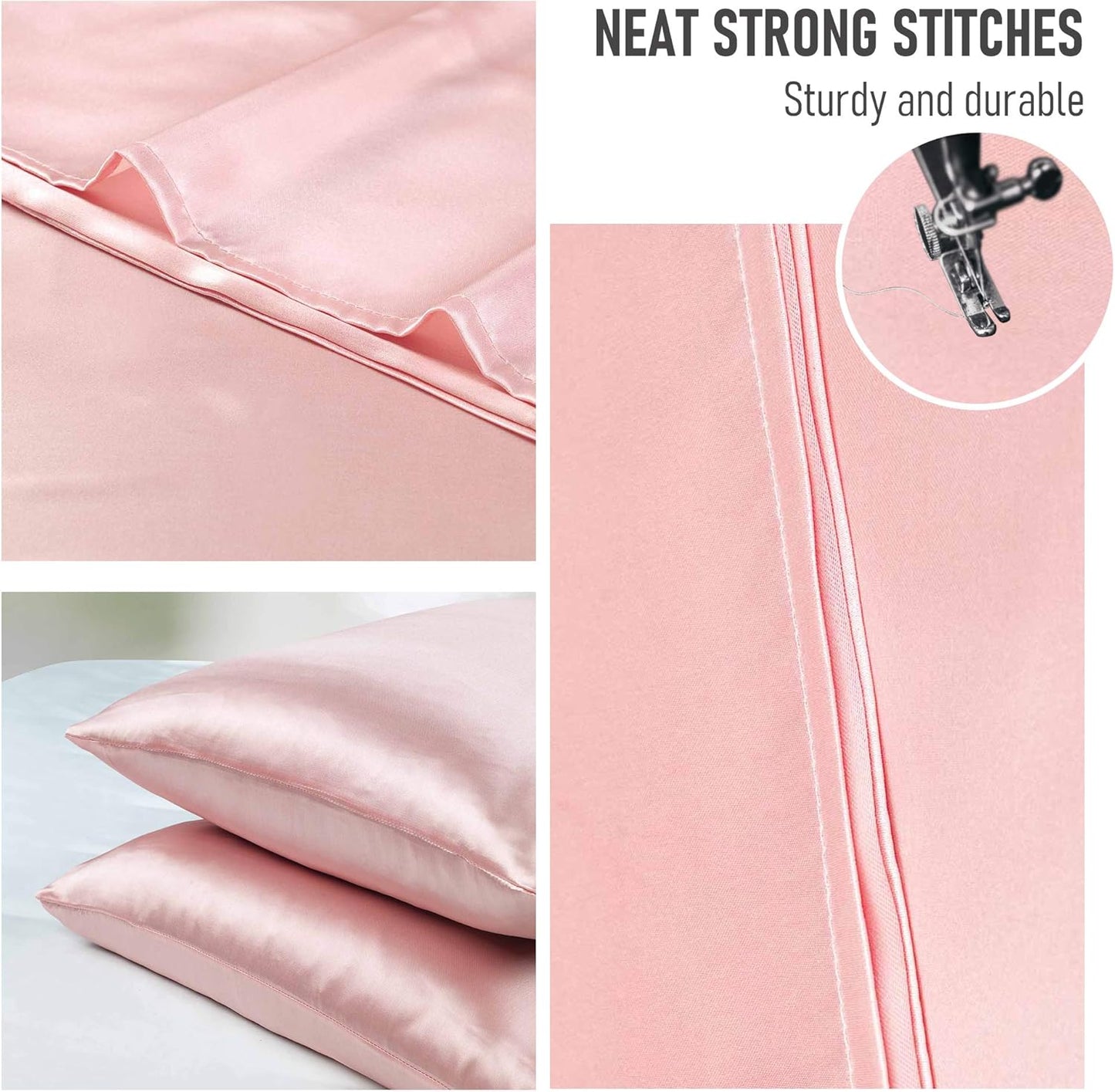 Tyfitb Satin Pillowcase for Hair and Skin, Coral Pillowcases Set of 2, Cooling Pillow Cases Standard Size(20×26 Inches), Soft Luxury Satin Pillowcase with Envelope Closure