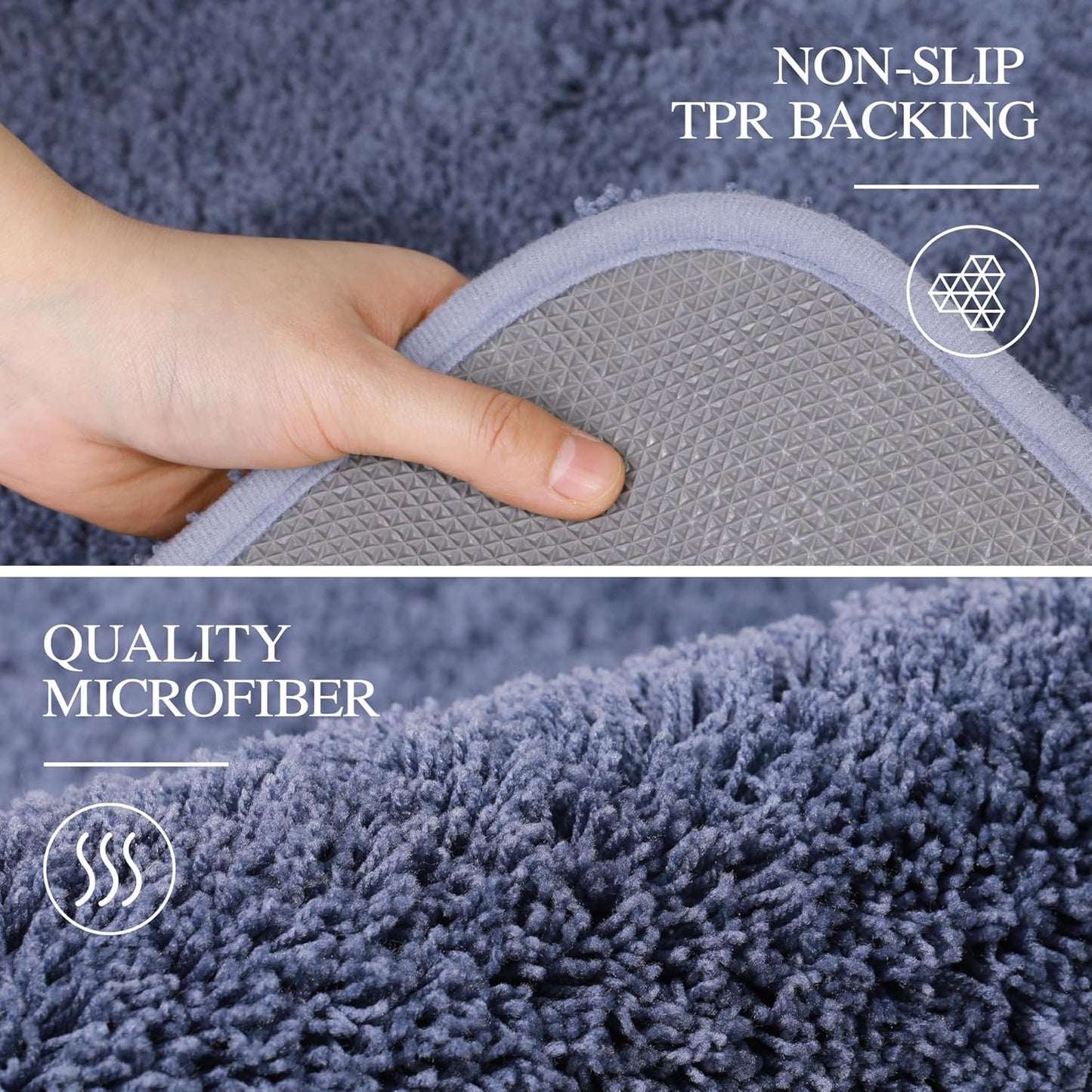 Walensee Large Bathroom Rug (24 x 40, Blue) Extra Soft and Absorbent Shaggy Bath Mat Machine Washable Microfiber Non Slip Luxury Floor Mat