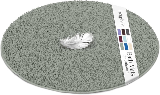 MAYSHINE Round Area Rug Set for Bathroom | Soft Plush Chenille Bath Mat, Water Absorbent Non-Slip Bathroom Rug | Washable Shag Carpet for Shower, Bedroom, or Home Décor | 36"x36" (Round) | Sage Green