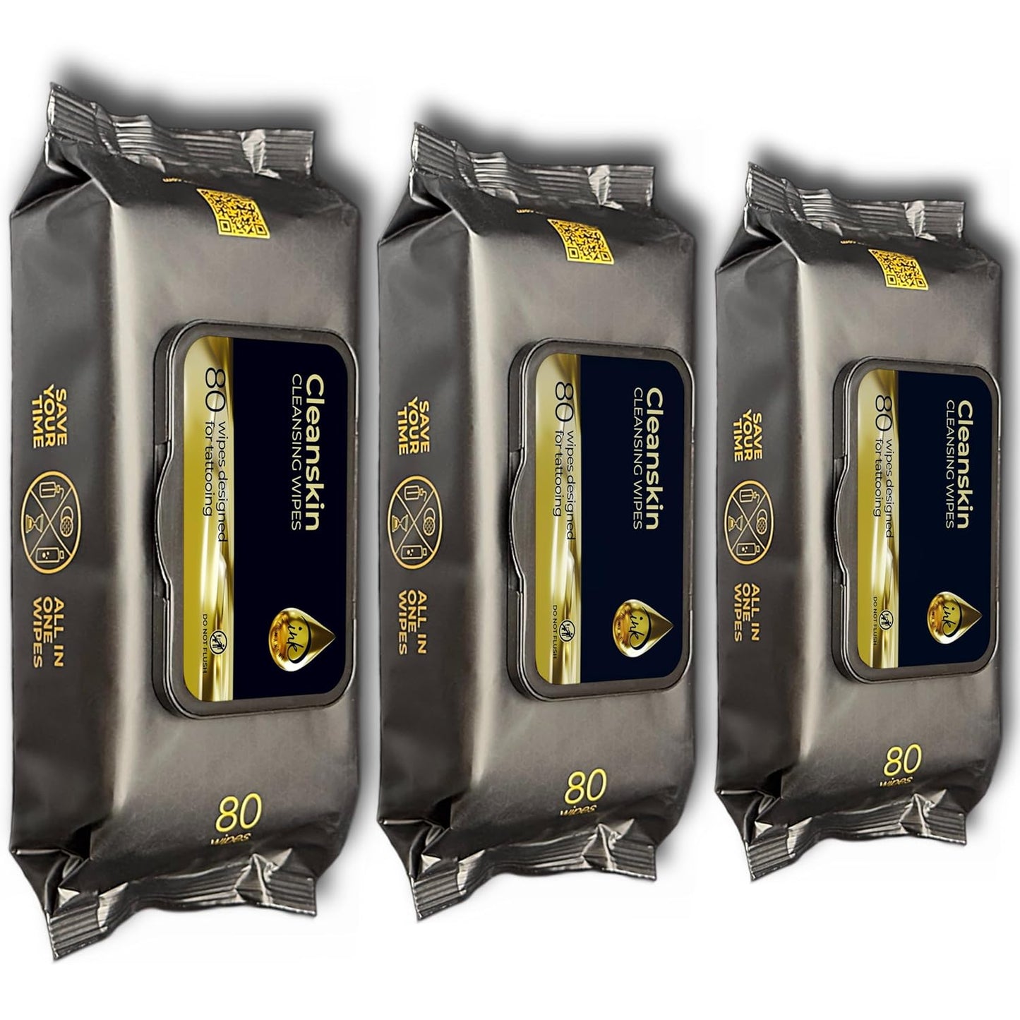 CleanSkin Cleansing Green Soap Wipes for Tattooing All in One Solution to Heal and Clean, Tattoo Soap for PMU & Piercing, Alcohol and Fragrance Free, Unscented, 80 Count (Pack of 3)