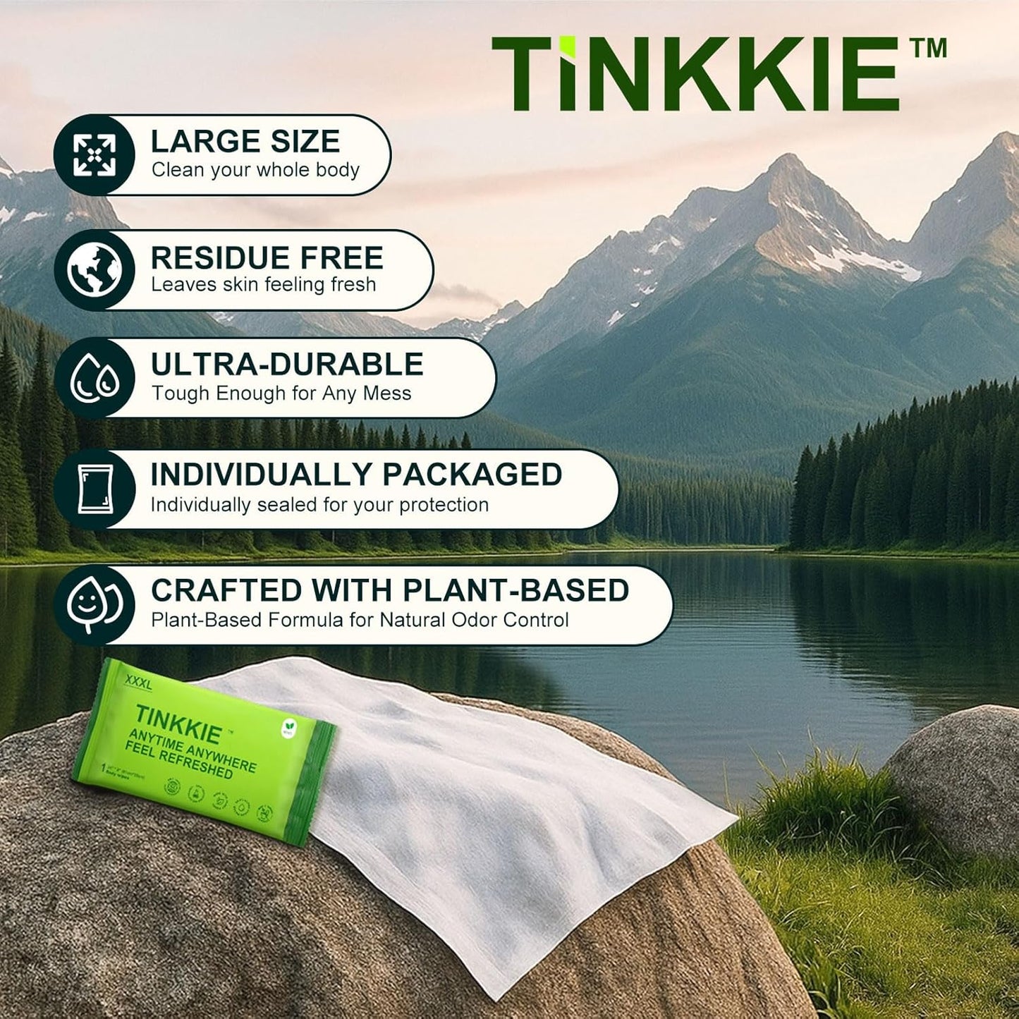 5X Larger Extra Large Body Wipes for Adults Bathing No Rinse 18 Pack, Cooling Travel Pack for Outdoors Sports, Portable Disposable Body Cleansing Towelettes, Great for Gym, Camping