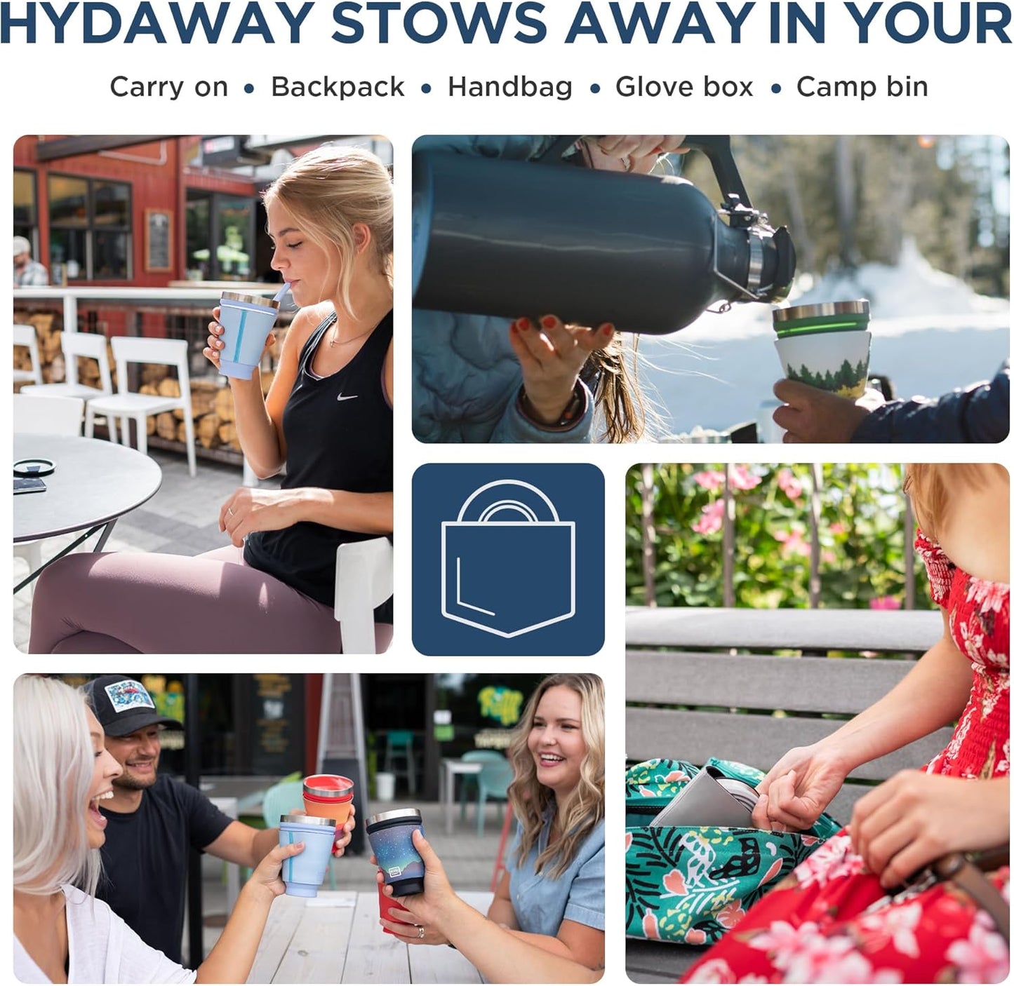 HYDAWAY 16oz Collapsible Tumbler - BPA-Free, Reusable Silicone Cup with Lid & Insulating Sleeve - Perfect for Coffee, Travel, and Everyday Use