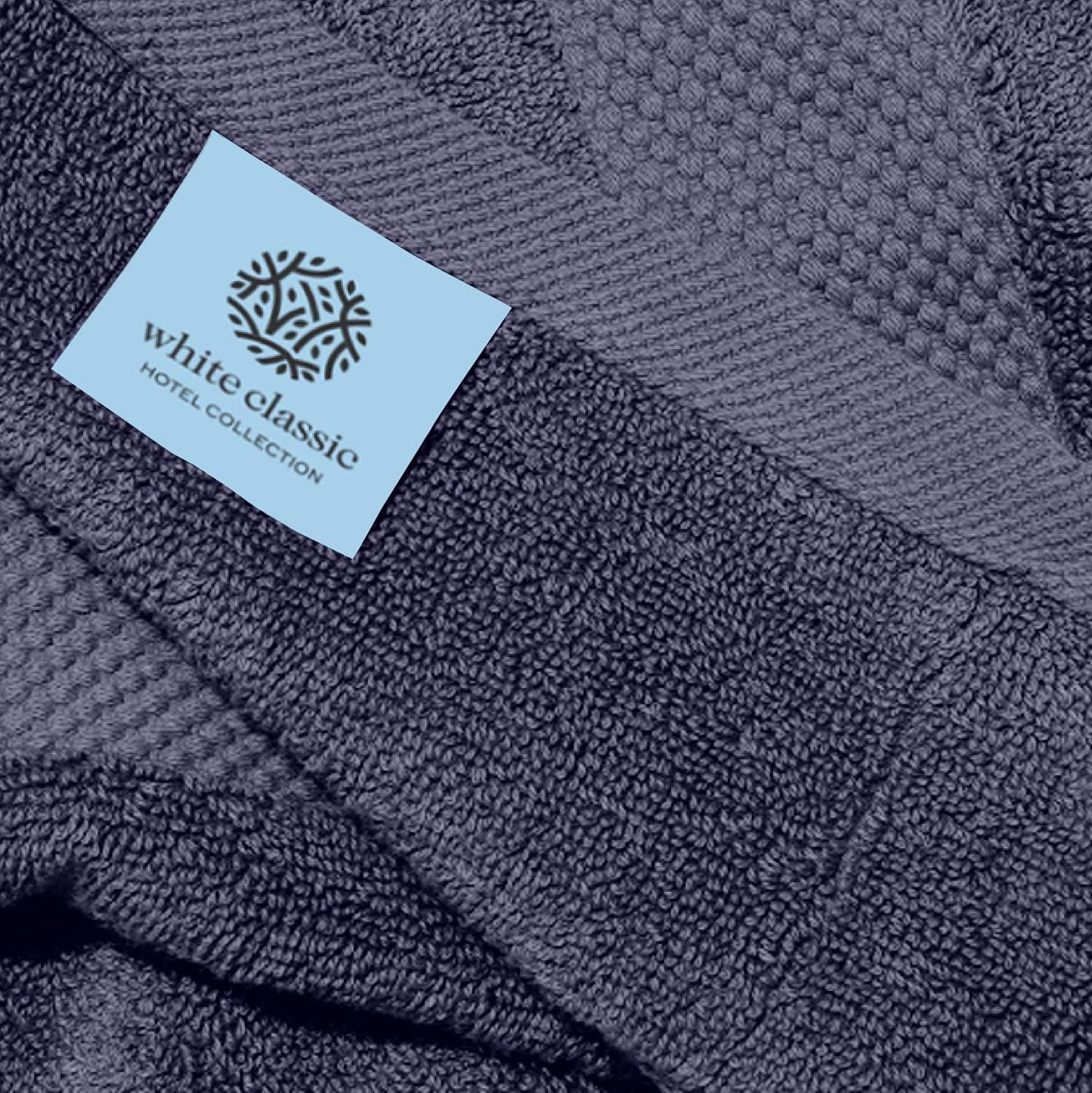 White Classic Luxury Navy Blue Hand Towels - Soft 100% Turkish Cotton | Highly Absorbent Hotel spa Bathroom Towel Collection | 16x30 Inch | Set of 6