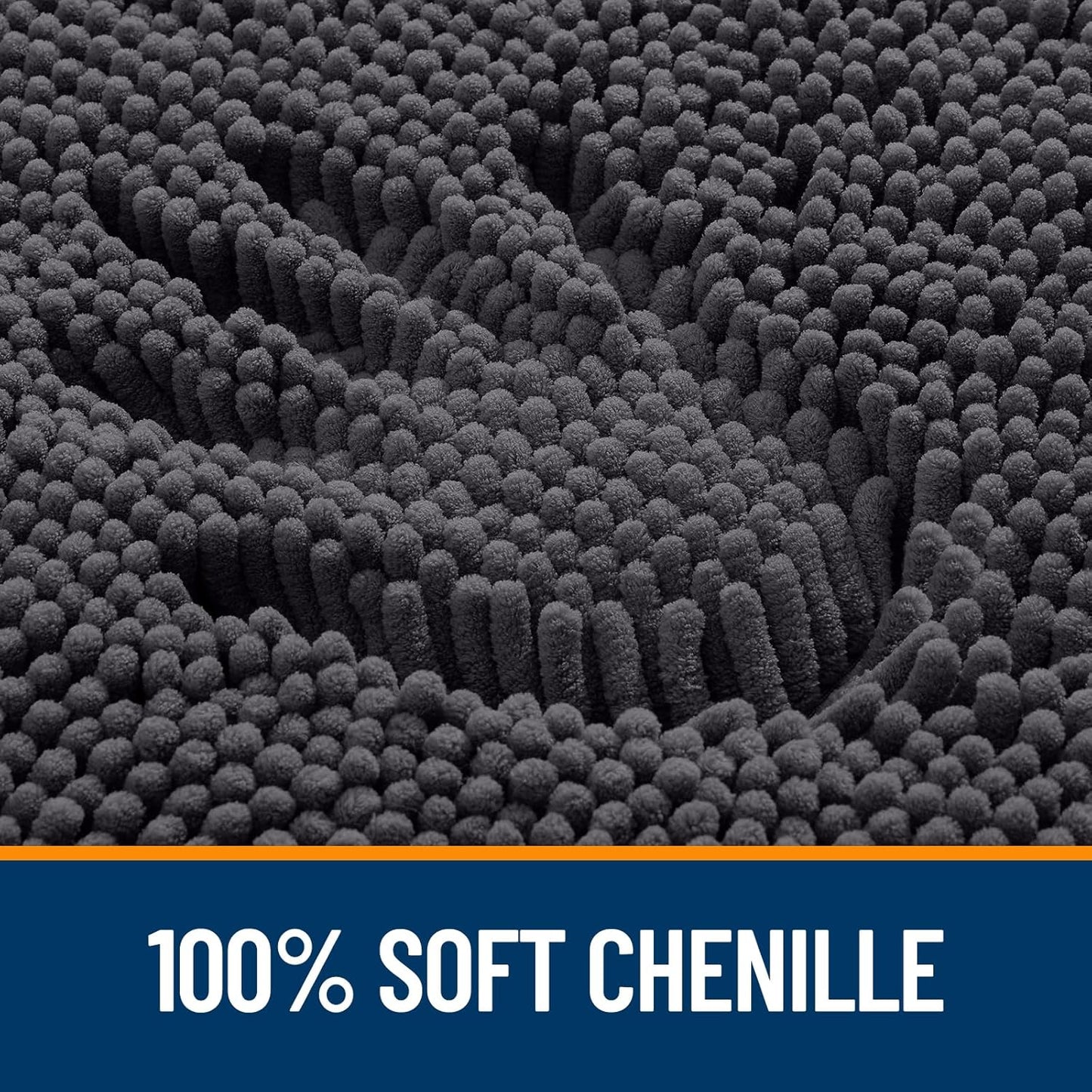 OLANLY Bathroom Rugs 40x32, Extra Soft Absorbent Chenille Bath Rugs, Rubber Backing Quick Dry, Machine Washable Bath Mats for Bathroom Floor, Tub and Shower, Home Decor Accessories, Dark Grey