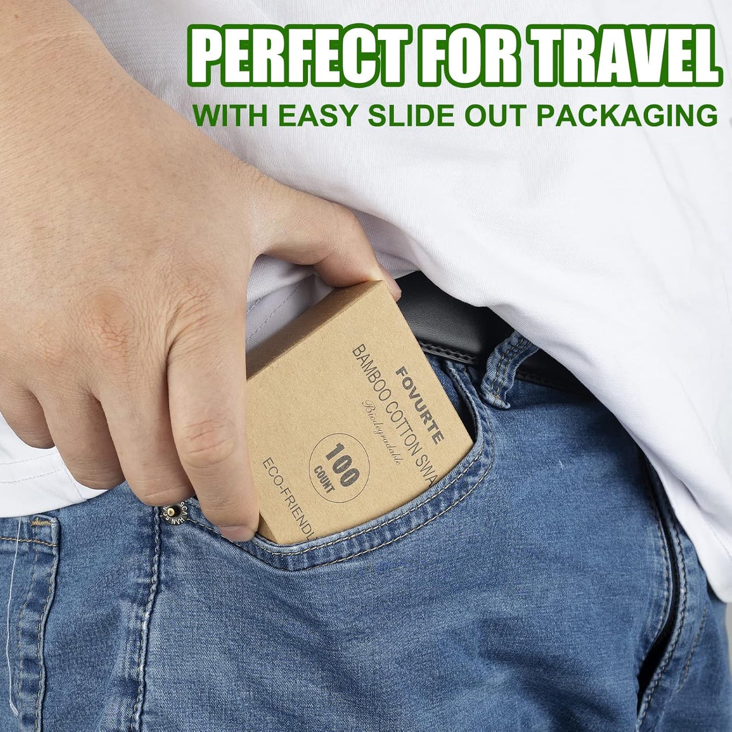 Bamboo Cotton Swabs 1000 Count - Natural Cotton Swab with Round Head Tips, Double Tipped Ear Sticks, Wooden Cotton Buds for Cleaning Travel Makeup