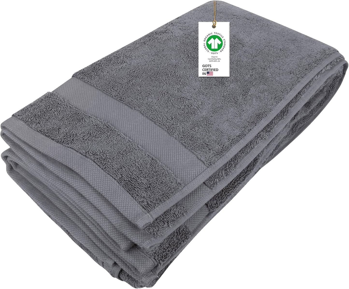 Delara 100% Organic Cotton Towels 650 GSM Plush Feather Touch Quick Dry Bath Sheet, GOTS Certified, Oeko-Tex Green Certified, Organic Cotton Bath Sheet, 36"X70"