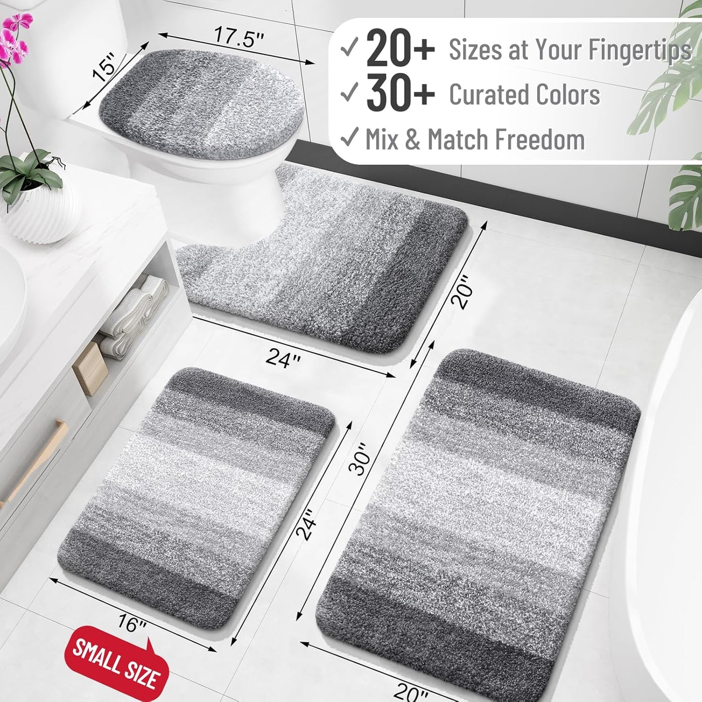 OLANLY Bathroom Rugs Mat 47x32, Extra Soft Absorbent Microfiber Bath Rugs, Rubber Backing, Quick Dry, Machine Washable Bath Mats for Bathroom Floor, Tub and Shower, Home Decor Accessories, Grey