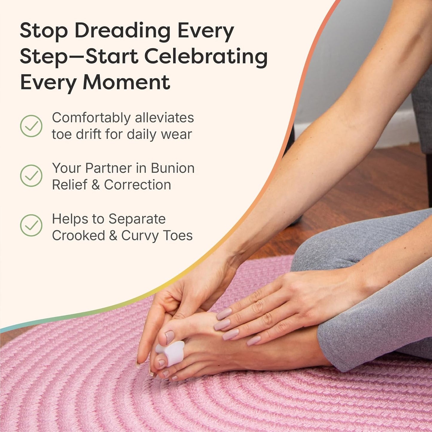 ZenToes Gel Toe Separators for Overlapping Toes, Bunions, Big Toe Alignment, Corrector and Spacer - 4 Pack (White)