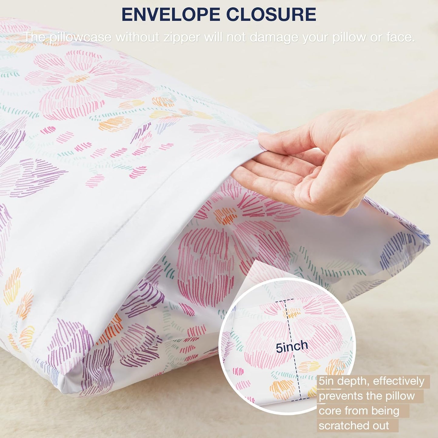 EXQ Home Satin Pillowcase for Hair and Skin Queen - Flower Silk Pillowcase 2 Pack 20x30 inches - Satin Pillow Cases Set of 2 with Envelope Closure