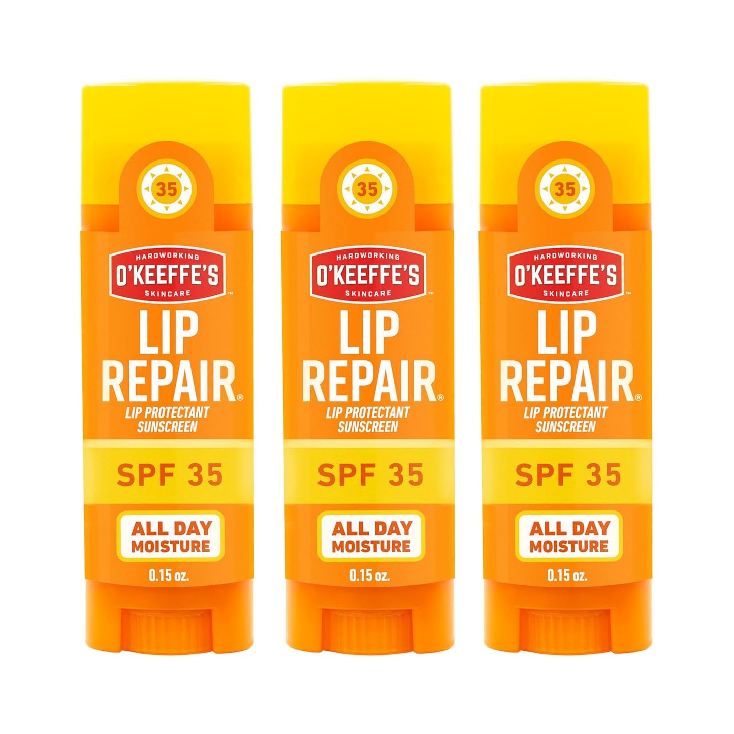 O'Keeffe's Lip Repair SPF 35 Lip Balm - Stick (3 Pack) - Sun-Safe Moisturizer for Extremely Cracked, Dry Lips