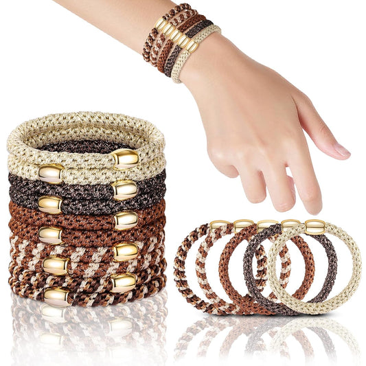 Hair Ties No Damage - 10PCS Ponytail Holders - Elastic Hair Ties for Thick Hair - Braided Hair Bands for Women Girls's Hair - Wood Grain