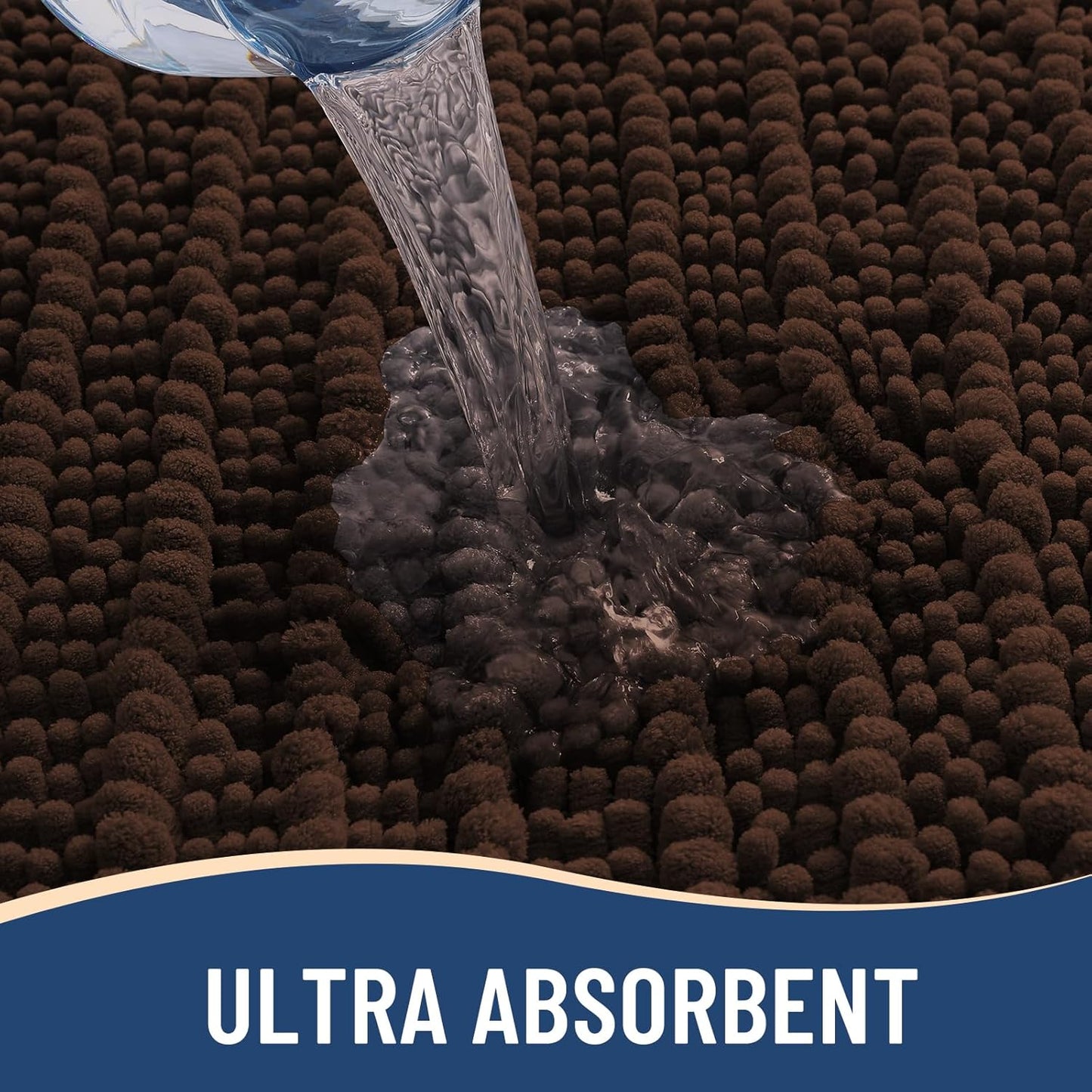 Arotive Luxury Chenille Bathroom Rug Mat, Extra Soft Thick Absorbent Shaggy Bath Rugs, Non-Slip Machine Wash Dry, Plush Bath Mats for Bathroom, Shower and Tub, 44x24, Brown