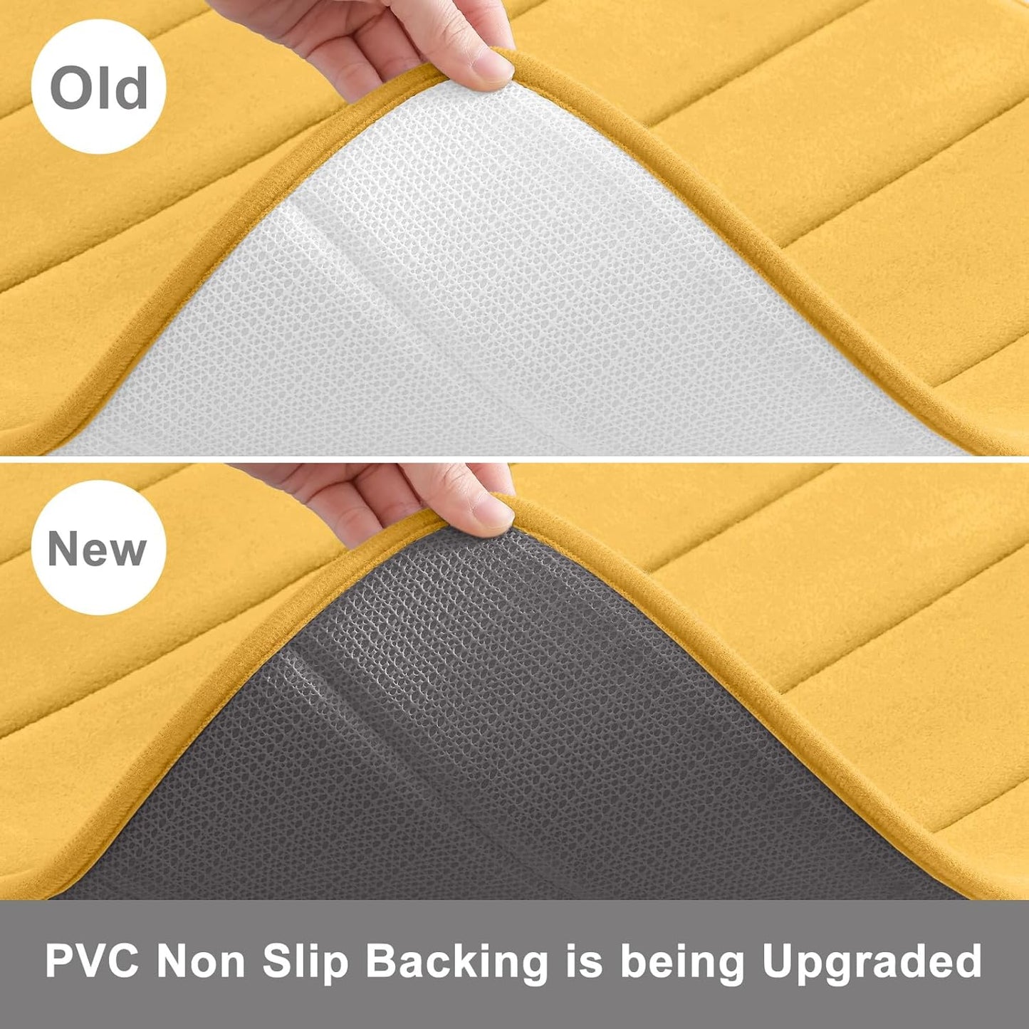 Buganda Memory Foam Bath Mat, 24" x 16", Ultra Soft and Non-Slip Bathroom Rugs, Water Absorbent and Machine Washable Bath Rug for Bathroom, Shower, and Tub, Yellow