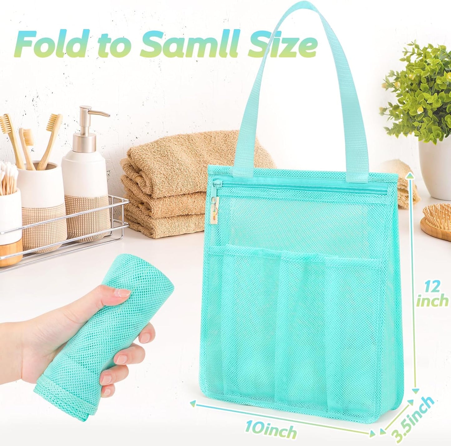 Mesh Shower Caddy Portable, Gym Travel Camp Dorm Room Essentials for College Student Boy Girl, Bathroom Shower Bag - Blue