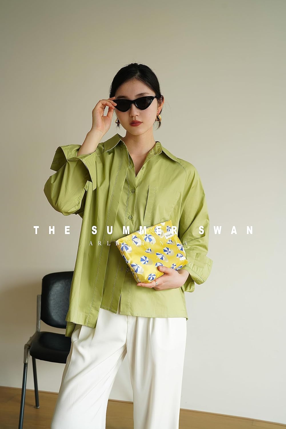 Summer Swan | Large Floral Mid-day Clutch | Period Kit & Hygiene Skincare Bag (Umbrella Yellow)