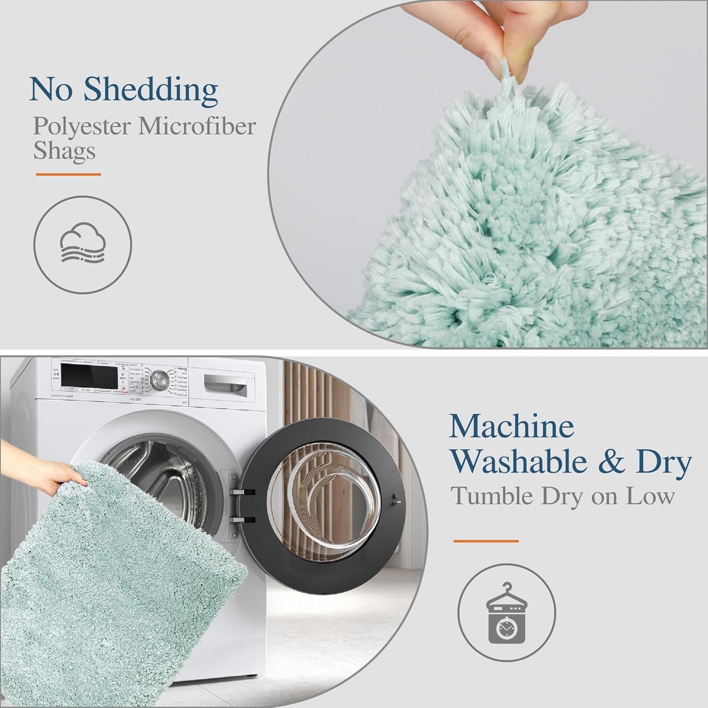 Walensee Large Bathroom Rug (24 x 48, Aqua) Extra Soft and Absorbent Shaggy Bath Mat Machine Washable Microfiber Non Slip Luxury Floor Mat