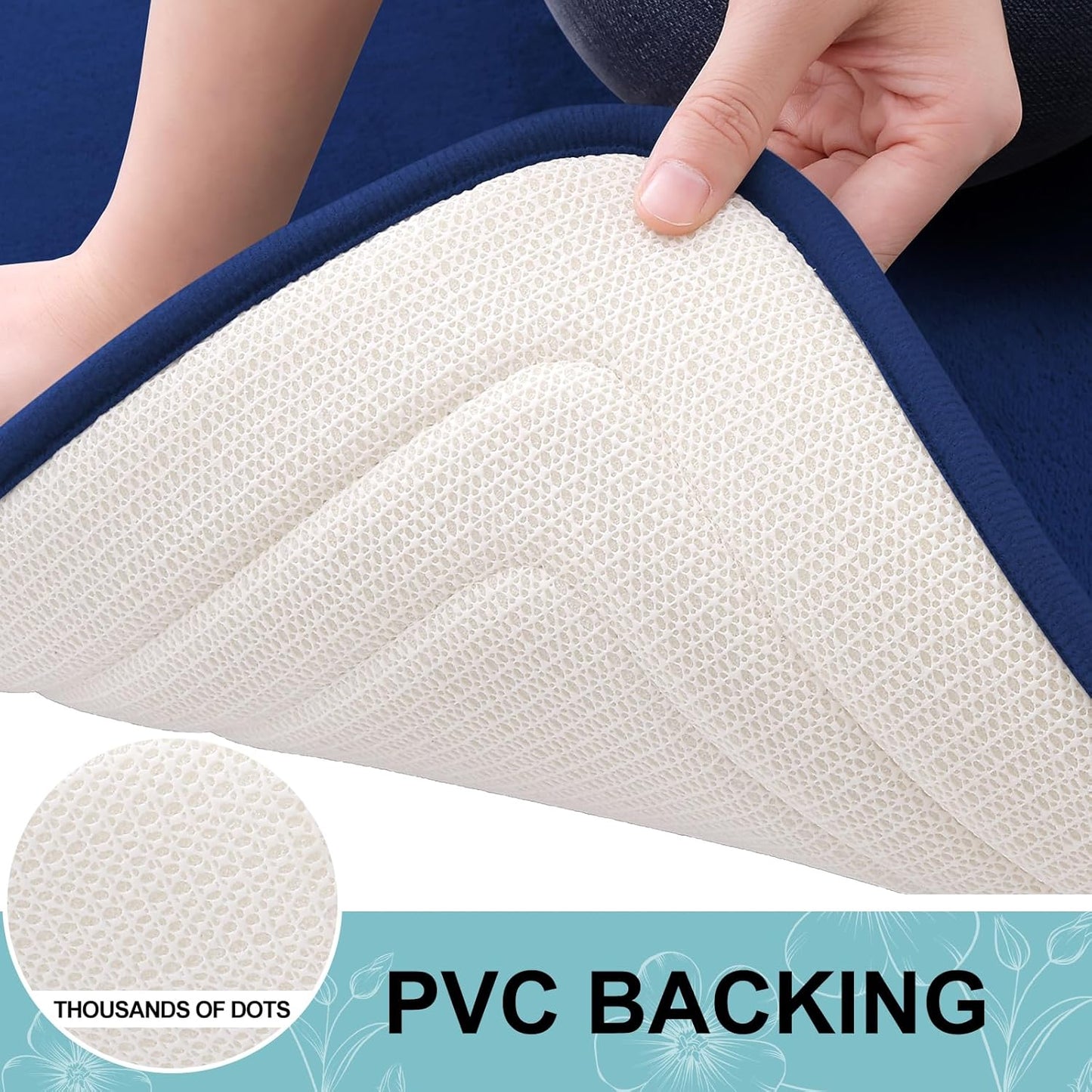 Grandaily Memory Foam Bath Mat Rug 59x24, Ultra Soft, Non-Slip and Absorbent Bathroom Rugs, Machine Wash Dry, Comfortable Bath Carpet for Bathroom Floor, Tub and Shower, Navy Blue