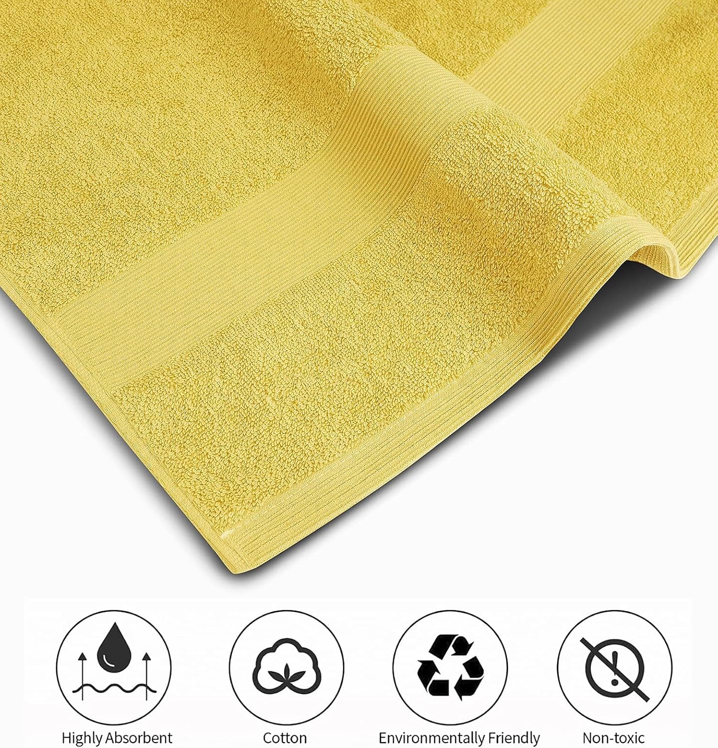 Softolle Luxury Bath Towels Set of 4 (27” x 54”) | Towels for Bathroom | Super Soft | Highly Absorbent Towels for Home, Spa, Gym (Yellow)