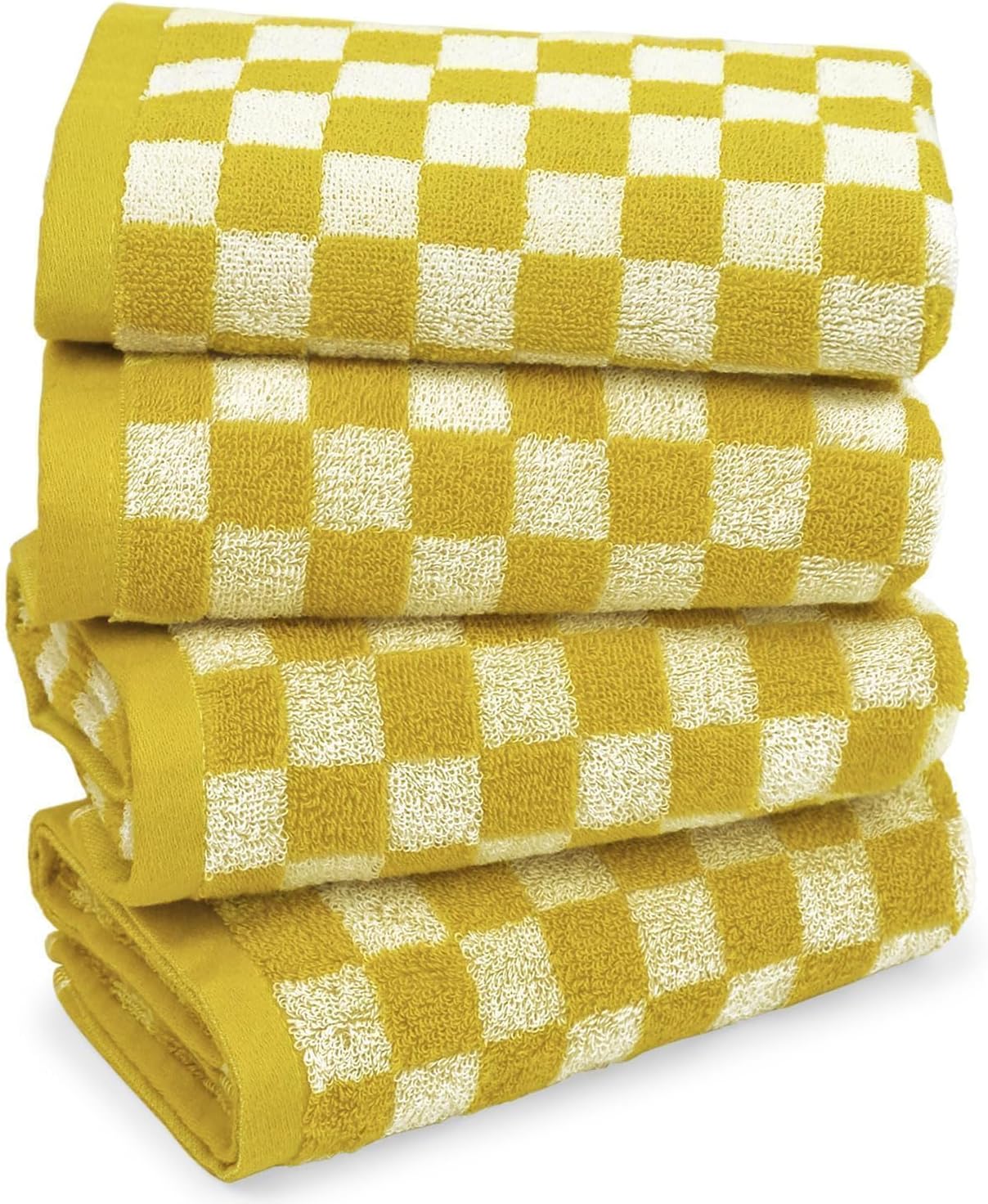 Jacquotha 4 Pcs Hand Towels for Bathroom Checkered, Cotton Soft Absorbent Cute Checkered Bathroom Towel, Fall Decor, 13 x 29 Inches