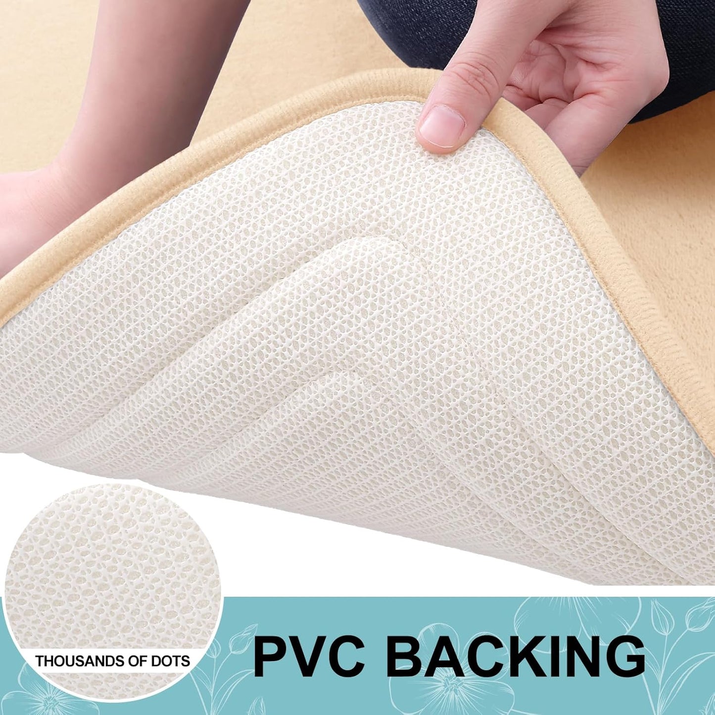 Grandaily Memory Foam Bath Mat Rug 30x20, Ultra Soft, Non-Slip and Absorbent Bathroom Rugs, Machine Wash Dry, Comfortable Bath Carpet for Bathroom Floor, Tub and Shower, Beige