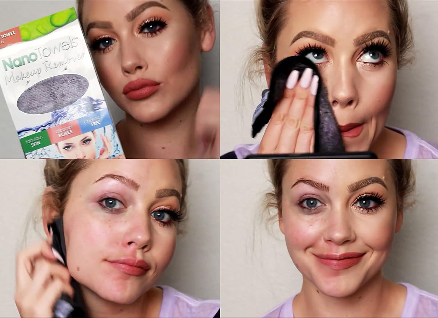 Nano Towel Makeup Remover Face Wash Cloth. Remove Cosmetics FAST and Chemical Free. Wipes Away Facial Dirt and Oil Like An Eraser. Great for Sensitive Skin, Acne, Exfoliating (Grey)