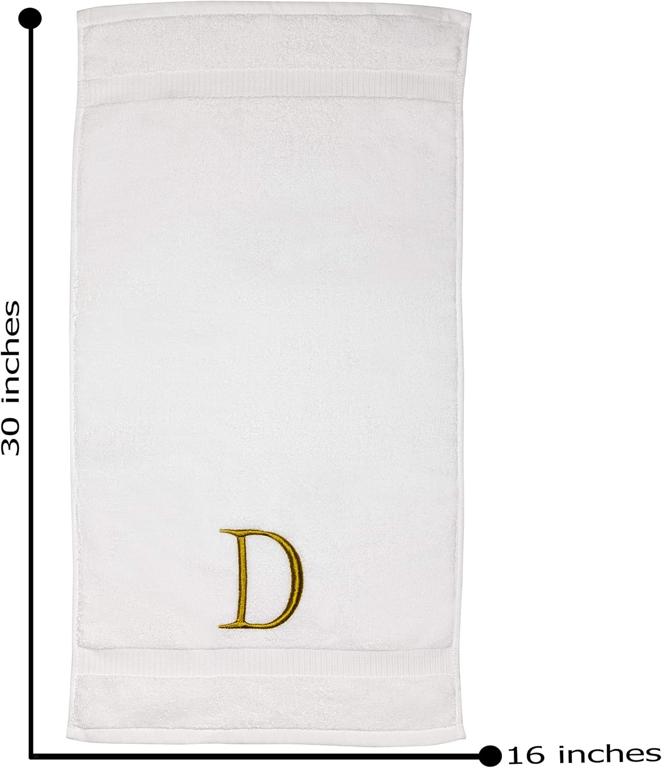 Monogrammed Hand Towels for Bathroom - Luxury Hotel Quality Personalized Initial Decorative Embroidered Bath Towel for Powder Room, Spa - GOTS Organic Certified - Set of 2 Gold Letter D