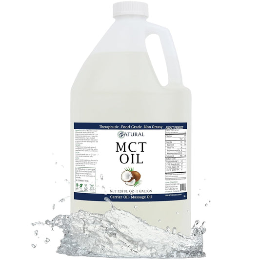 MCT Oil, Certified Food and Therapeutic Grade, Carrier Oil, Massage Oil, Hydrating Oil, Hair Oil, 0 Additives, Pure MCT Oil (128 Ounce (1Gallon))