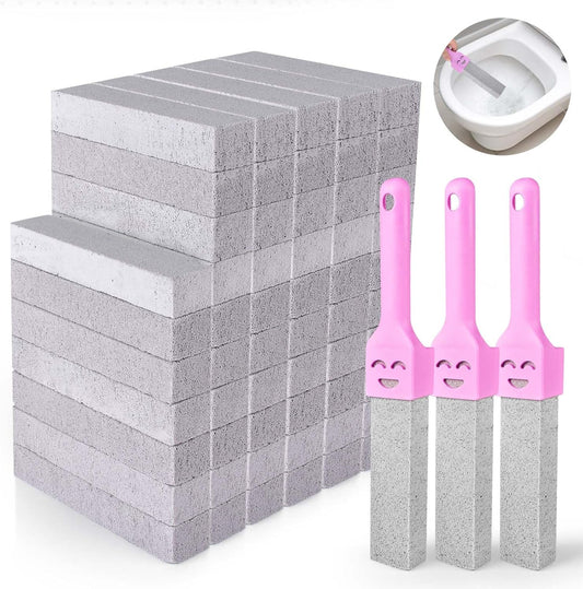 CONLI 60 Pack Pumice Stone with 3 Handle for Toilet Cleaning Bowl, Pumice Stone Toilet Bowl Cleaner Remove Toilet Bowl Hard Water Rings Suitable for Cleaning Toilet Bathroom Kitchen Sink