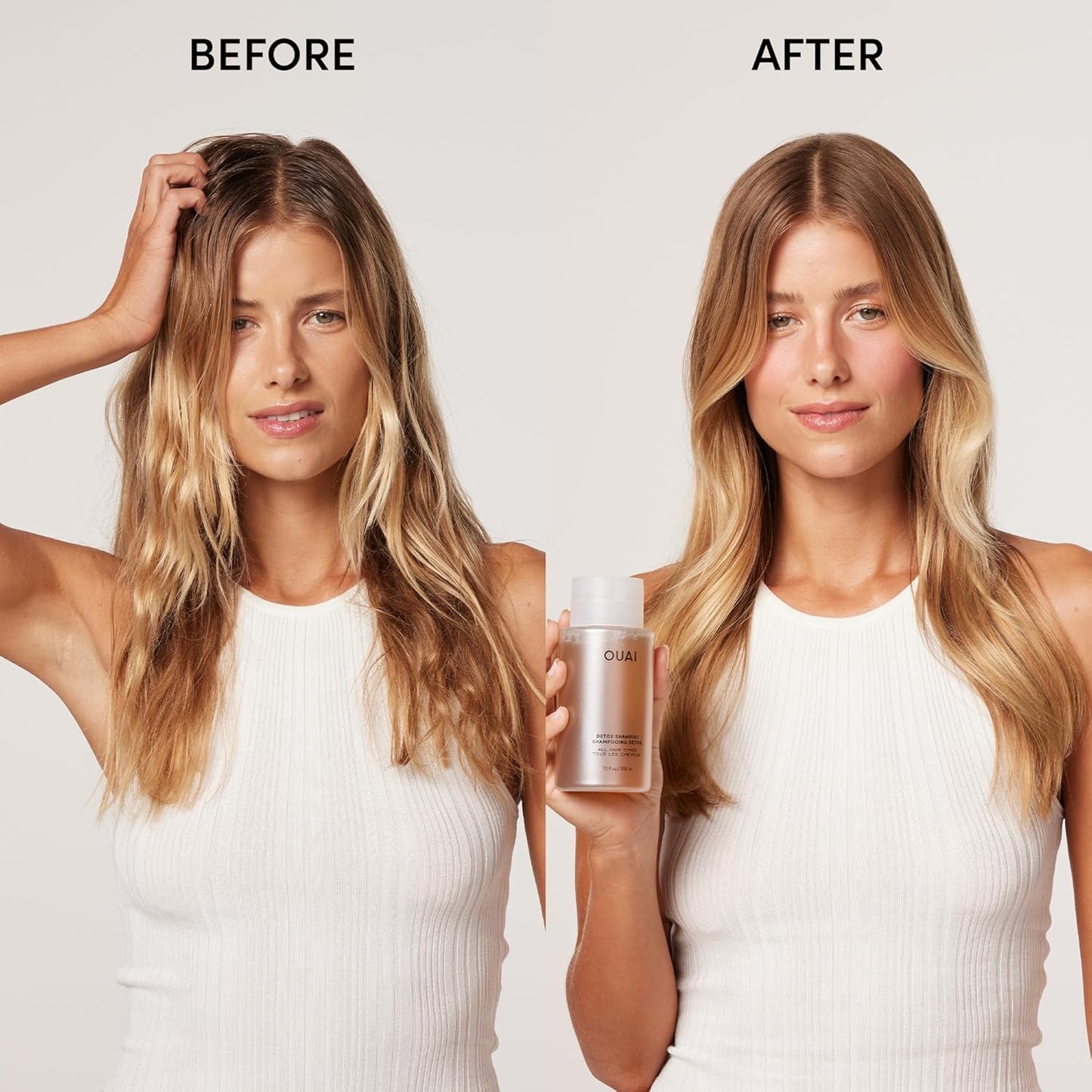 OUAI Detox Shampoo - Clarifying Shampoo for Build Up, Dirt, Oil, Product and Hard Water - Apple Cider Vinegar & Keratin for Clean, Refreshed Hair - Sulfate-Free Hair Care (10 oz)