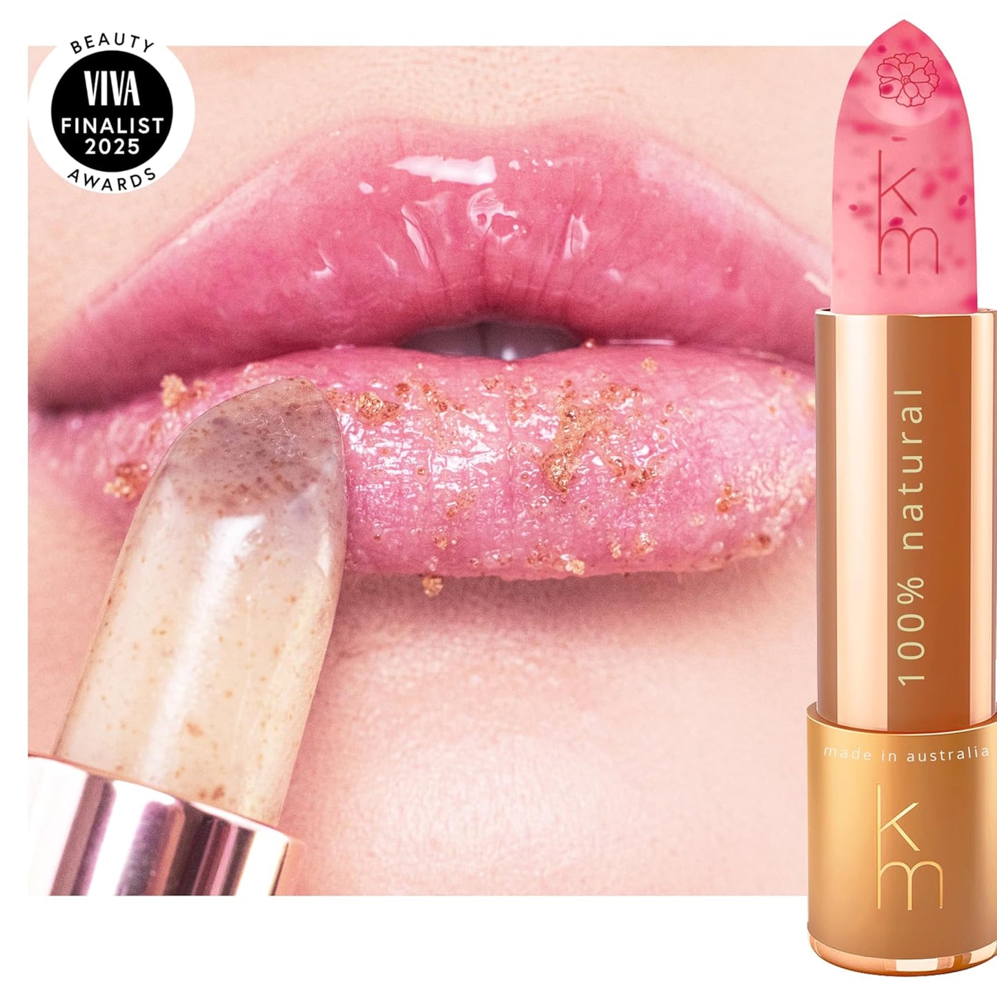 Natural Lip Scrub – 100% Natural Lip Exfoliator Made in Australia, Cruelty-Free | Polishes with Sugar Crystals | Nourishes with Shea, Jojoba & Avocado Oils | For Smooth, Beautiful, Hydrated Lips