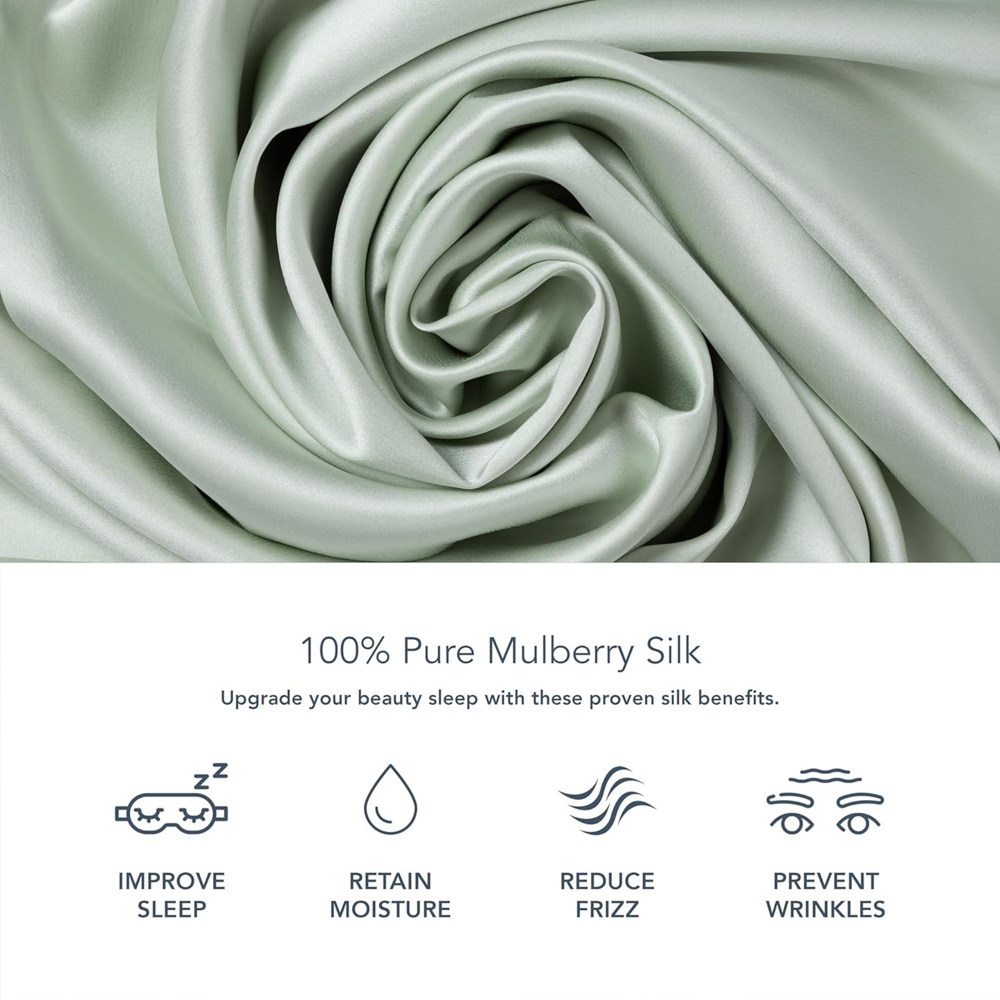 Fishers Finery 25mm 100% Pure Mulberry Silk Pillowcase (Light Green King 2 Pack)