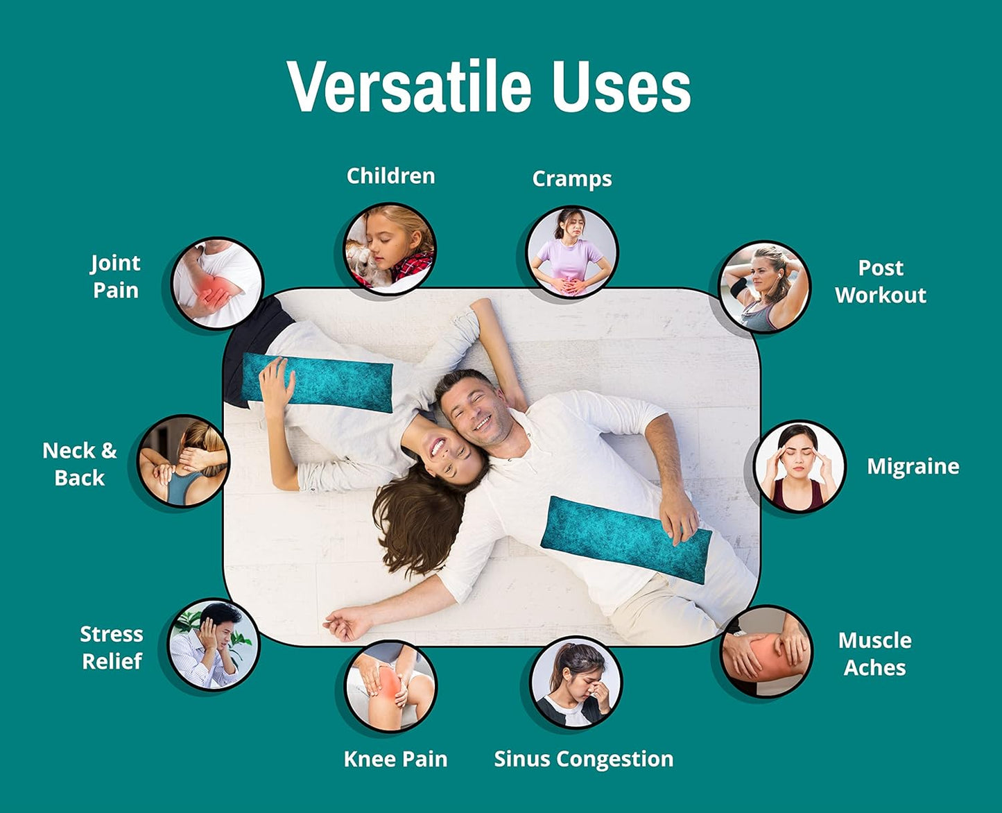 Microwavable Corn Filled Heating Pad and Cold Pack/Washable 100% Cotton Cover (Etched - Dark Jade, 5.25in W x 17.25in L)